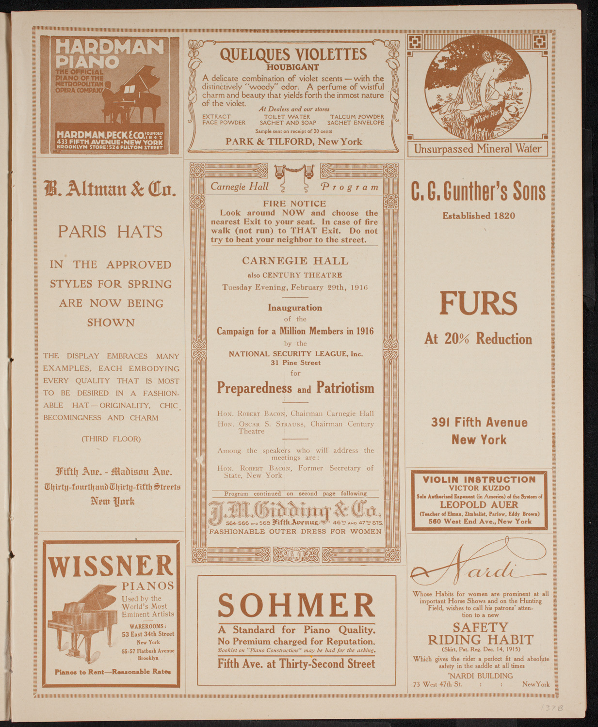 Meeting: National Security League, February 29, 1916, program page 5