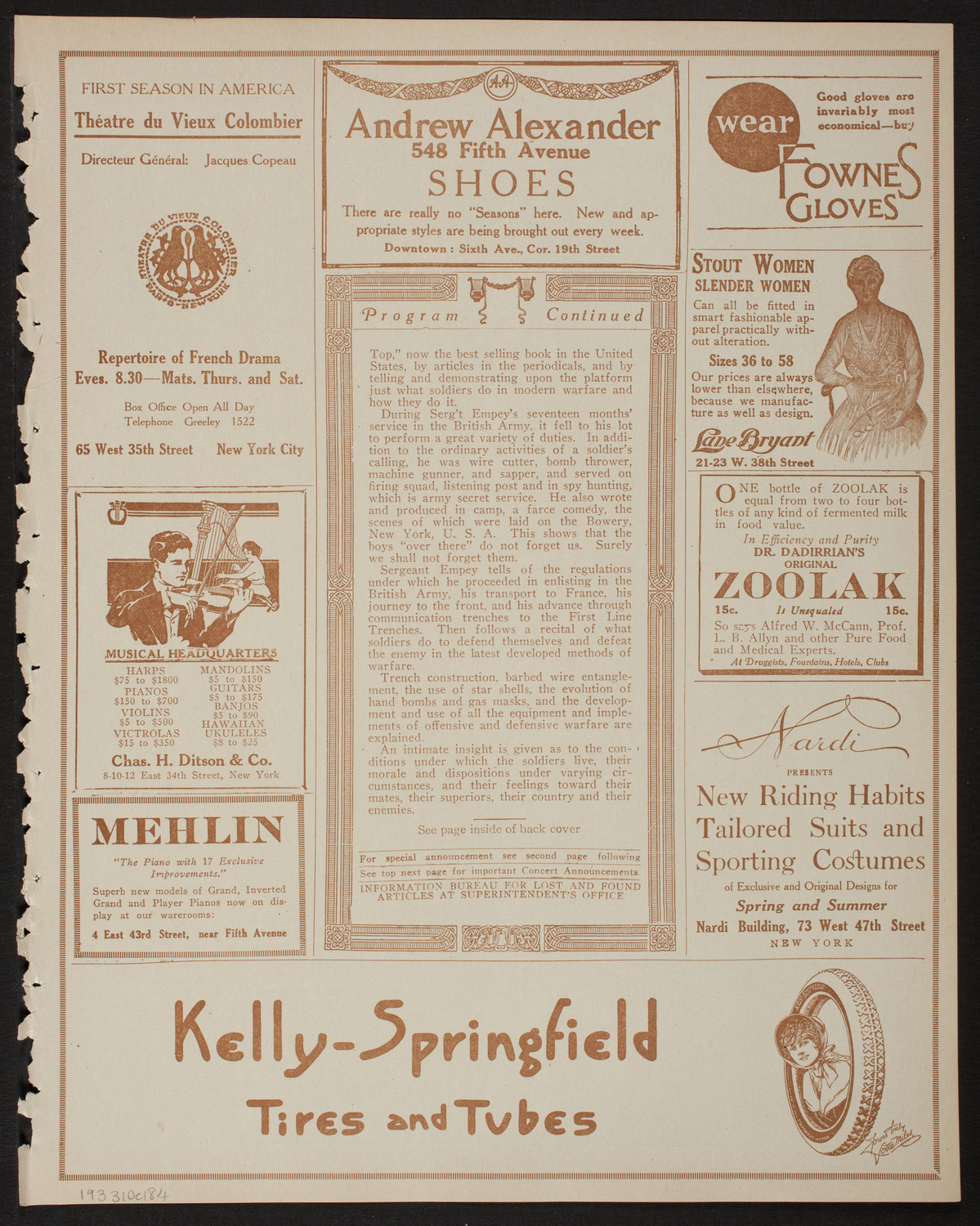 Lecture by Sergeant Arthur Guy Empey, March 10, 1918, program page 7