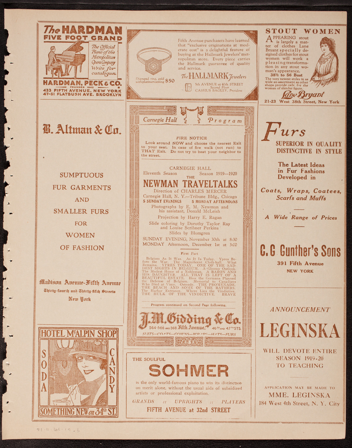 Newman Traveltalks: Belgium, November 30, 1919, program page 5