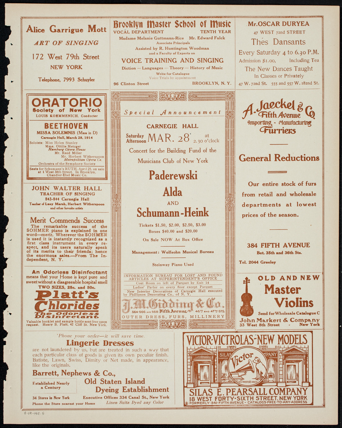 Boston Symphony Orchestra, March 19, 1914, program page 9