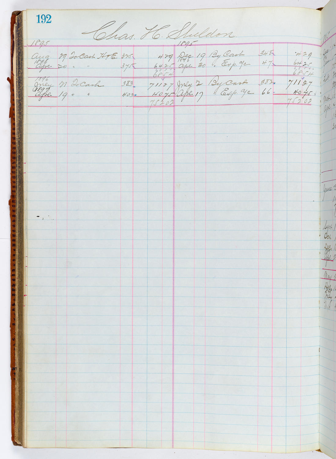 Music Hall Accounting Ledger, volume 1, page 192