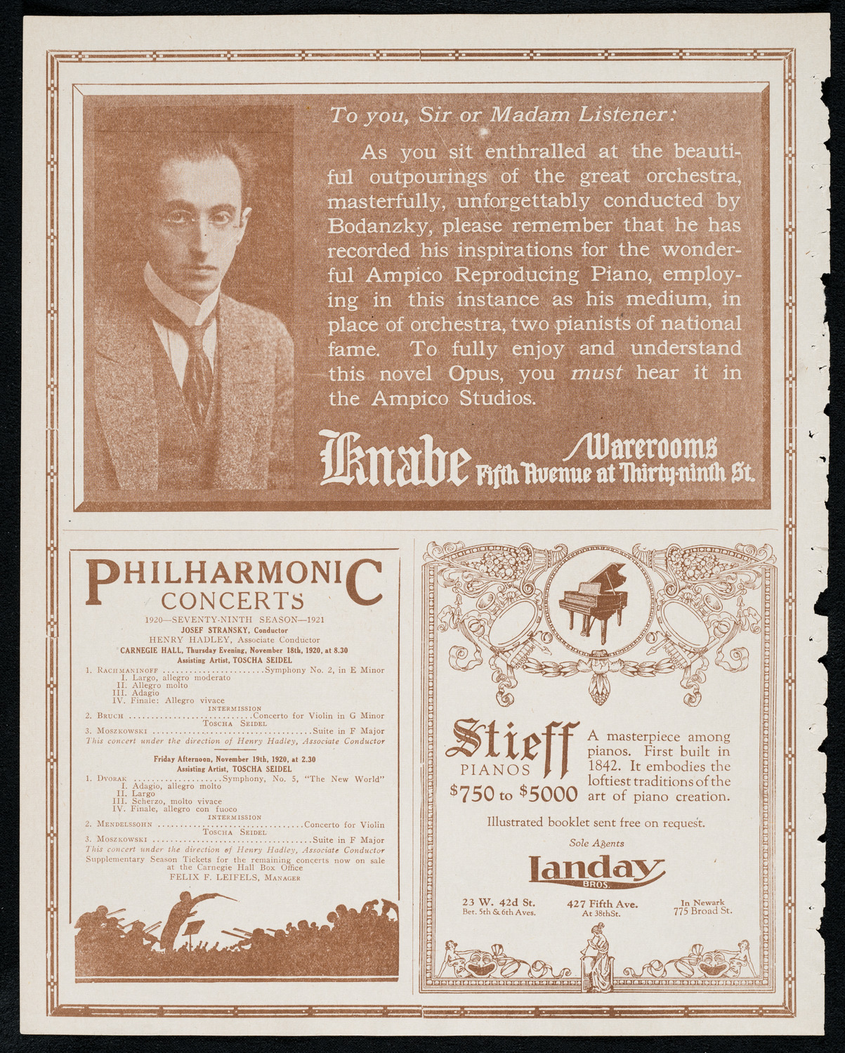 Joan Manén, Violin, November 16, 1920, program page 12