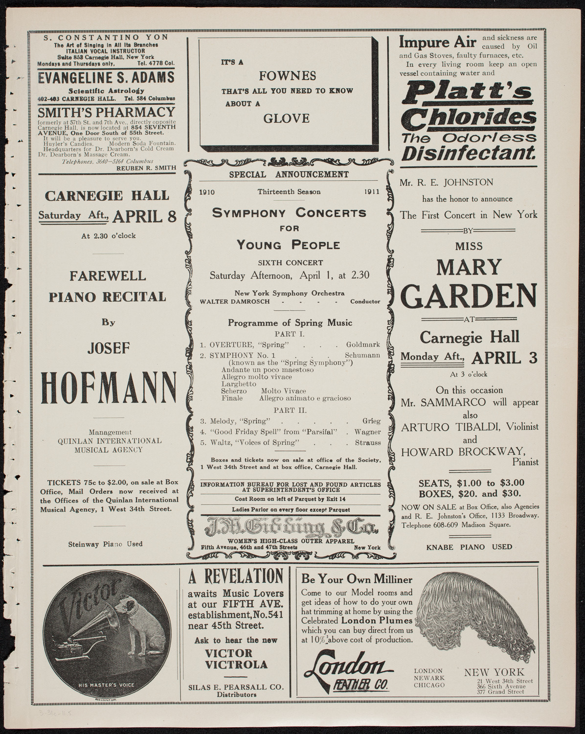 Isadora Duncan, Dancer, with the New York Symphony Orchestra, March 31, 1911, program page 9