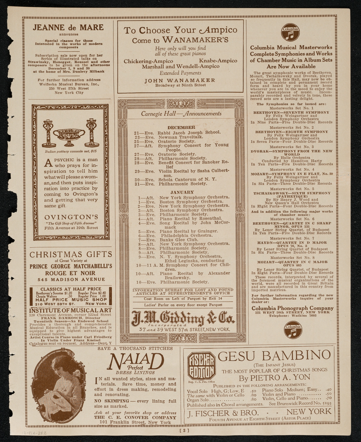 State Symphony Orchestra of New York, December 21, 1924, program page 3