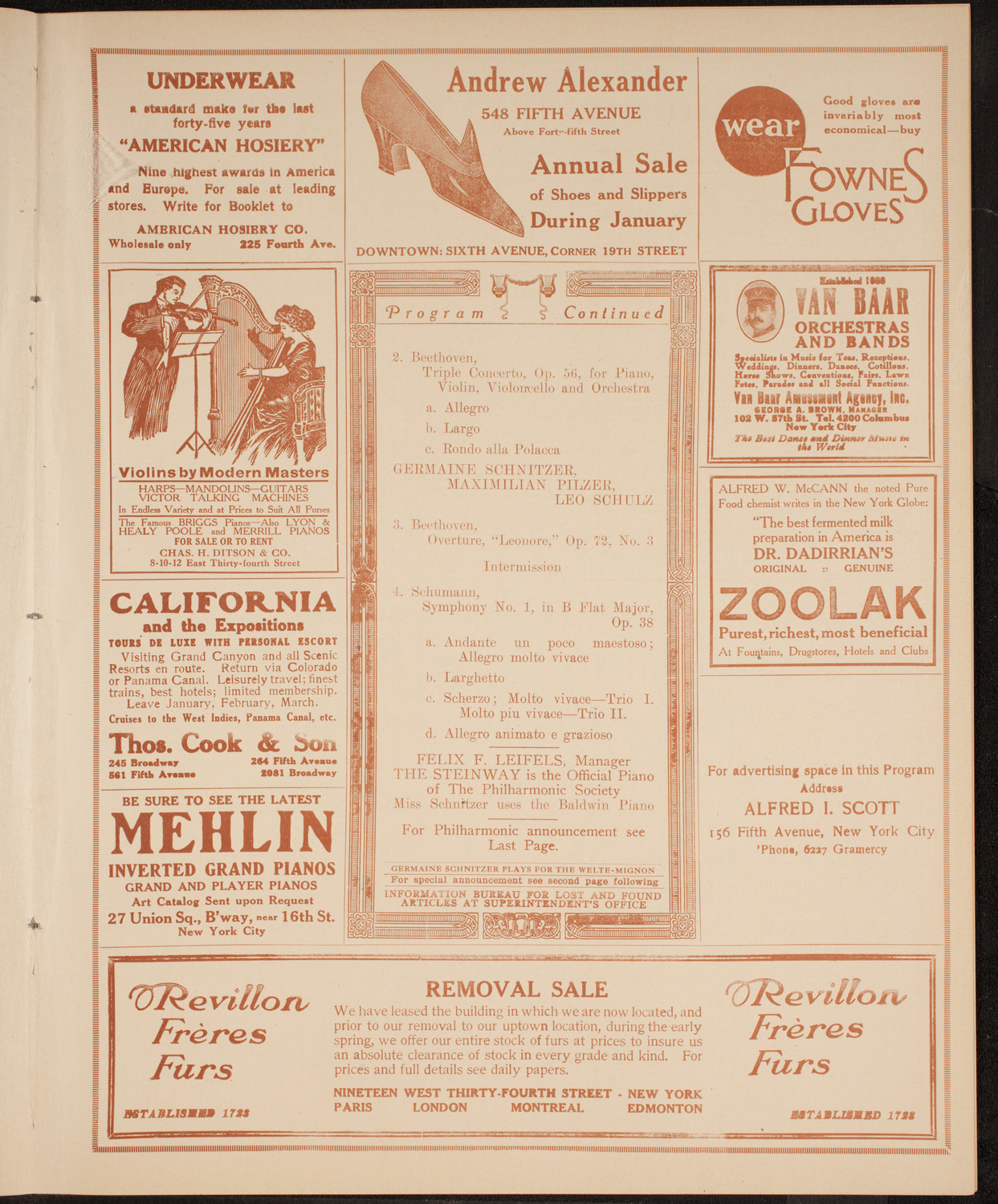 New York Philharmonic, January 8, 1915, program page 7