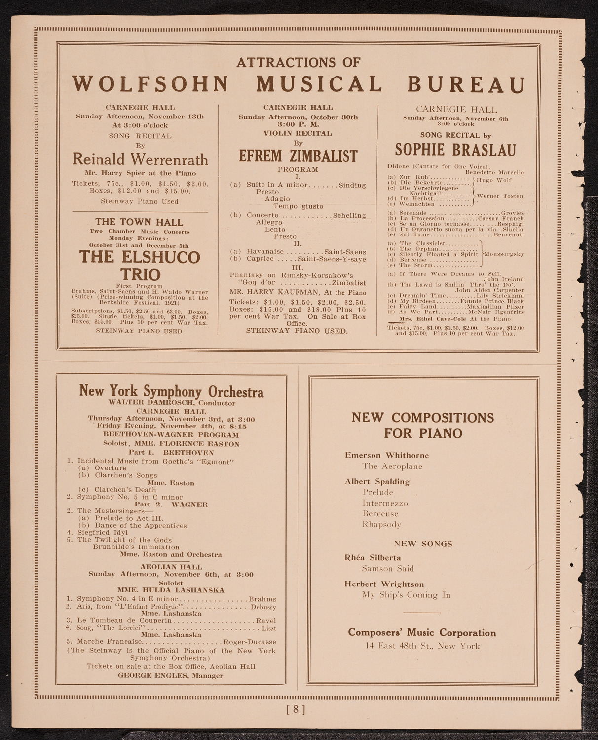Anna Pinto, Assisted by Distinguished Artists, October 24, 1921, program page 8