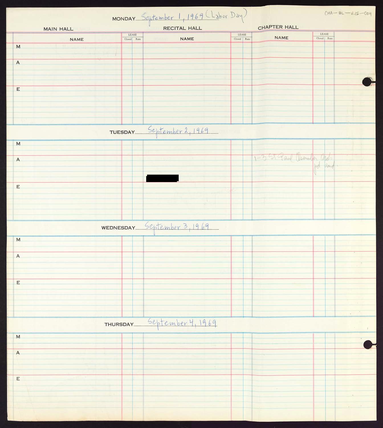 Carnegie Hall Booking Ledger, volume 15, page 4