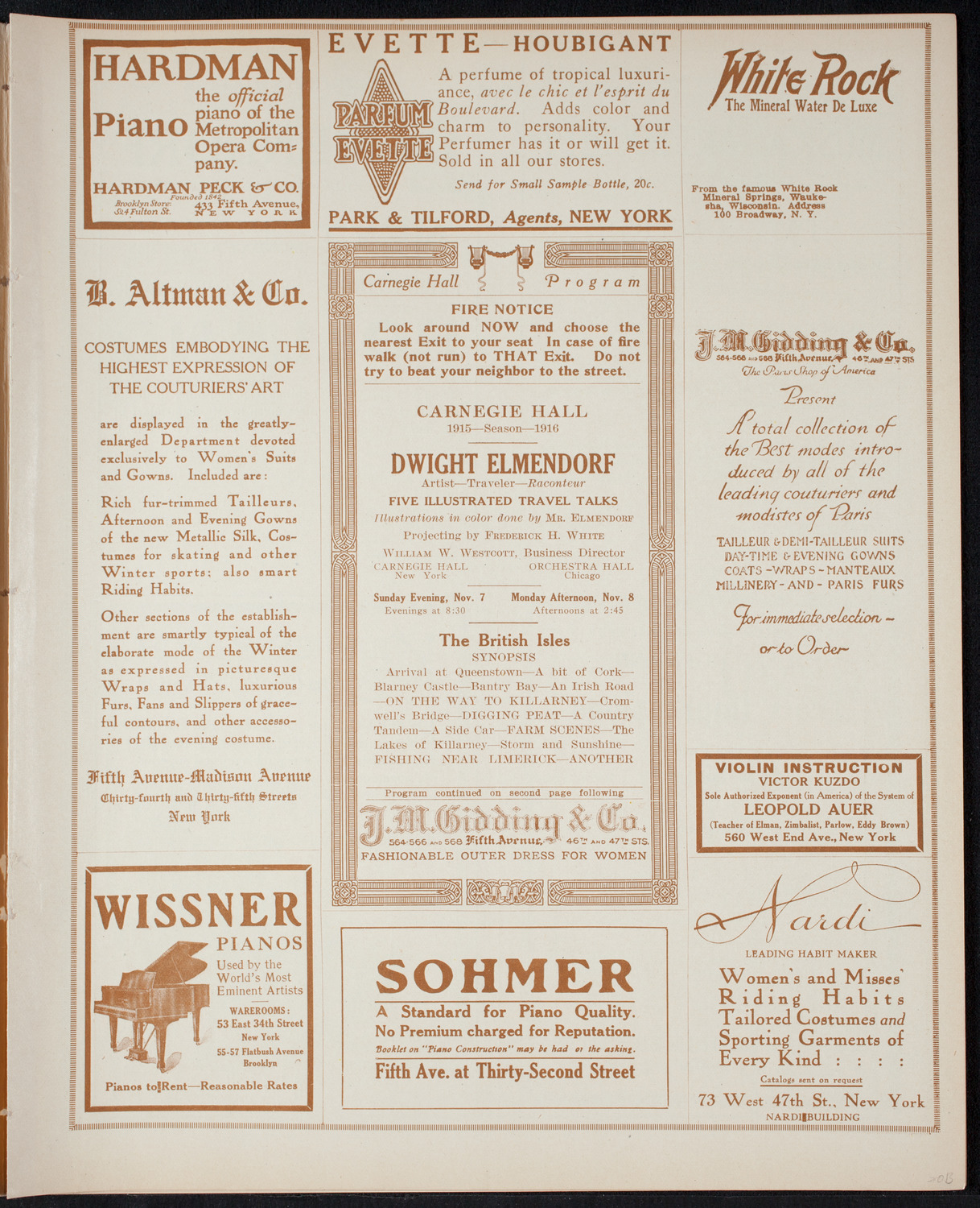 Elmendorf Lecture: The British Isles, November 7, 1915, program page 5