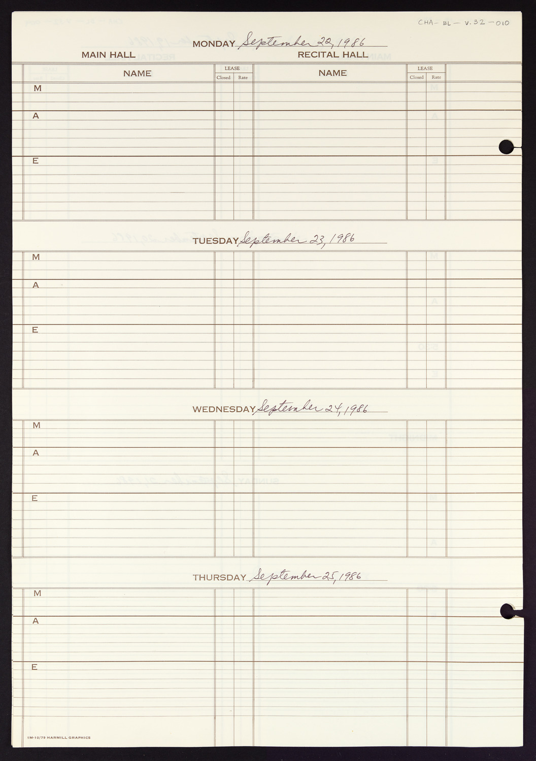 Carnegie Hall Booking Ledger, volume 32, page 10