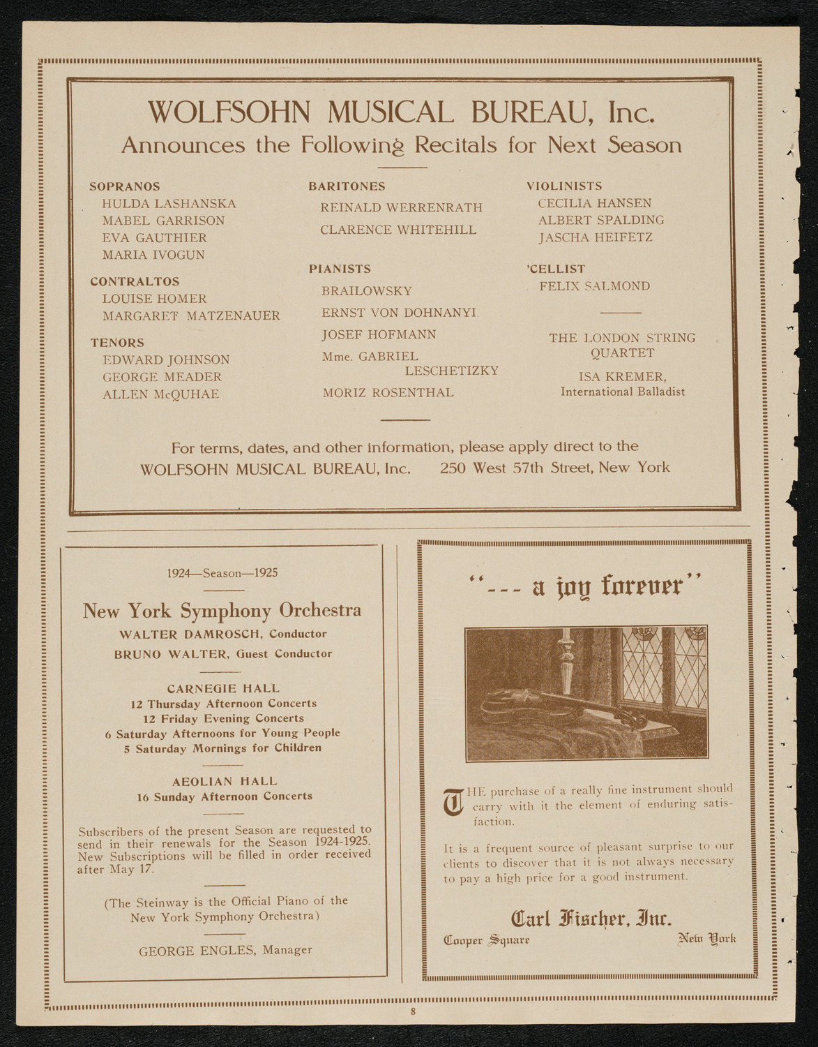 Frederic Dixon and Marguerite Schuiling, April 22, 1924, program page 8