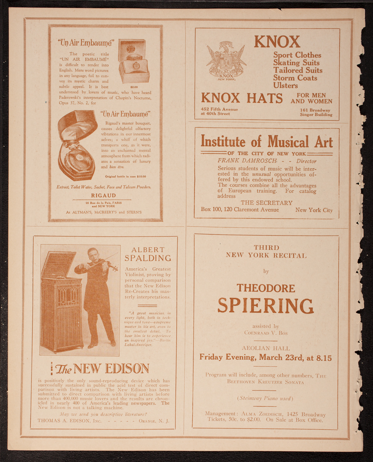 New York Symphony Orchestra, March 11, 1917, program page 2