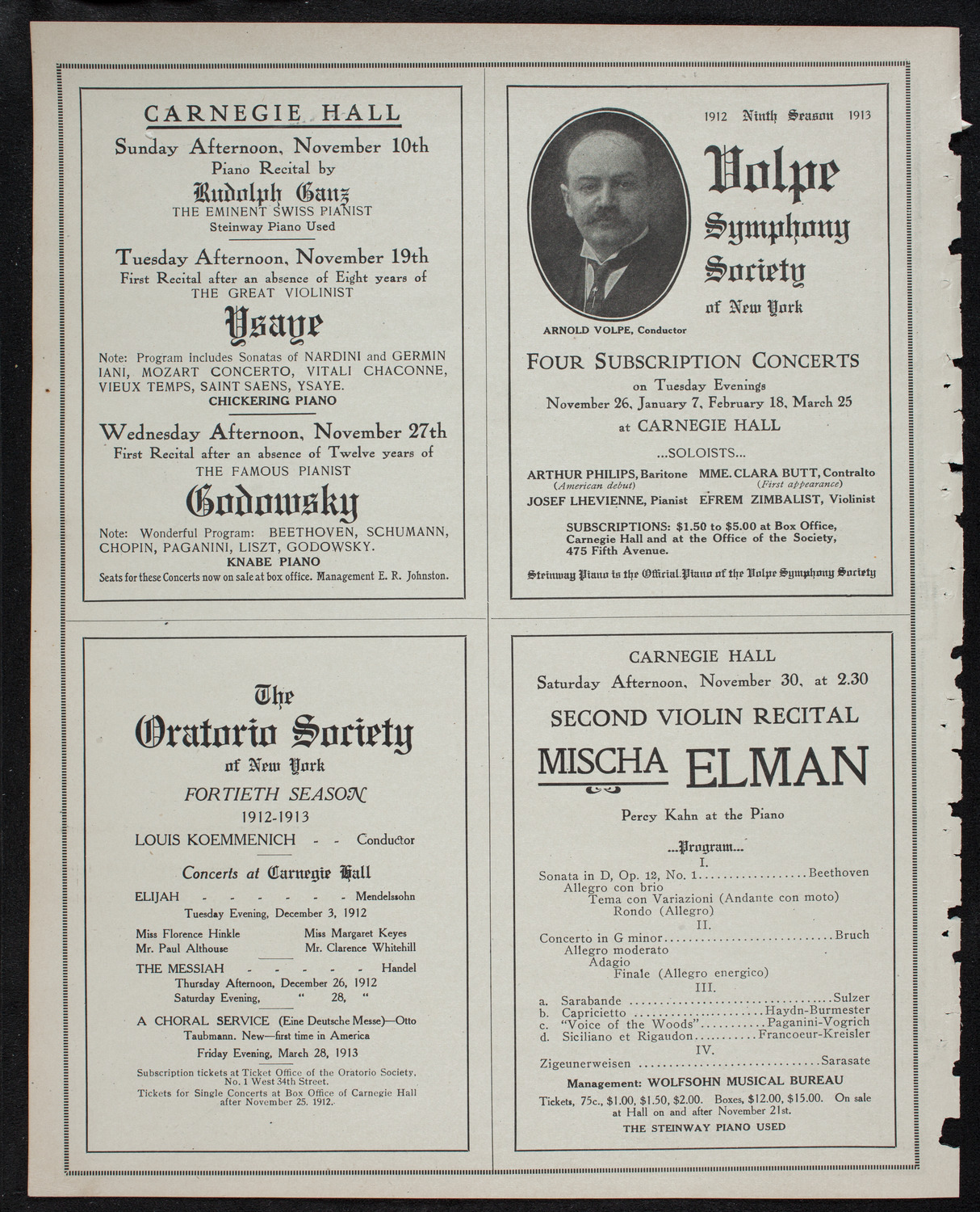 Boston Symphony Orchestra, November 7, 1912, program page 10
