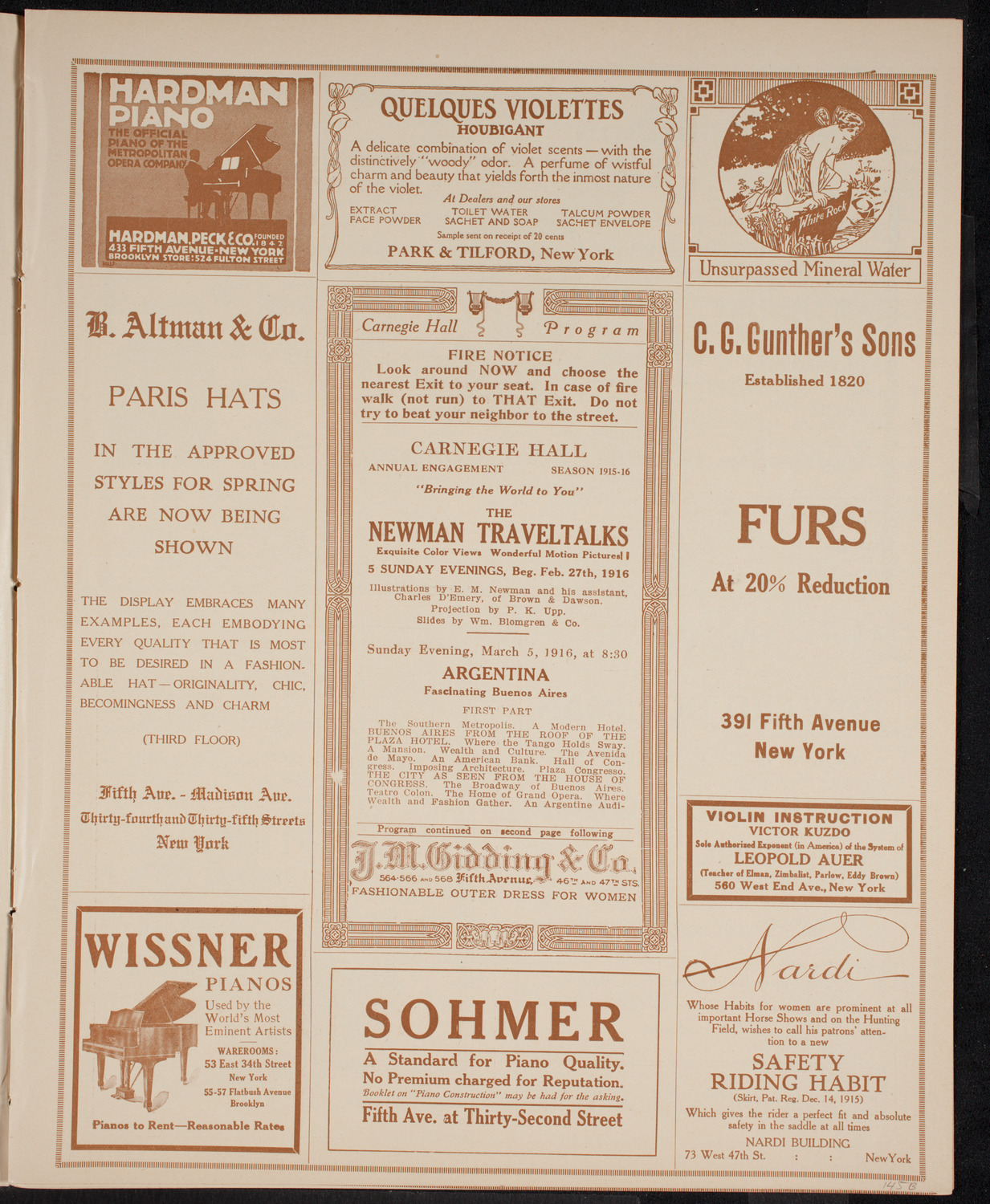 Newman Traveltalks: Argentina, March 5, 1916, program page 5