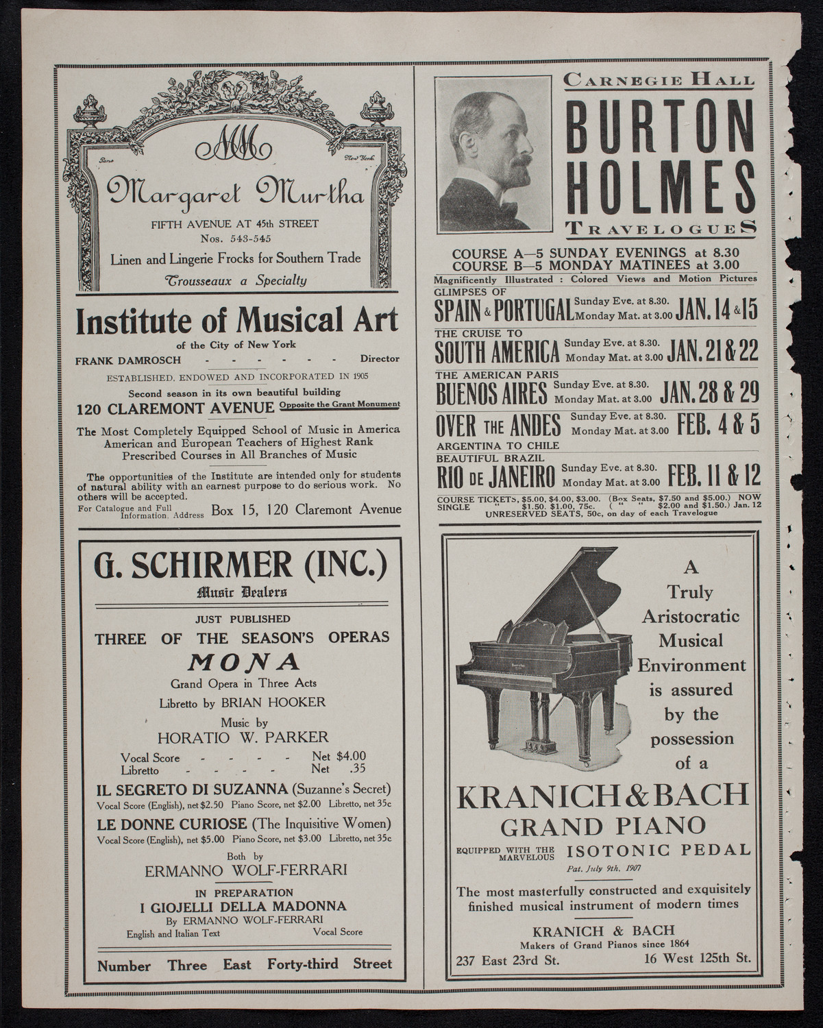 New York Philharmonic, January 5, 1912, program page 6