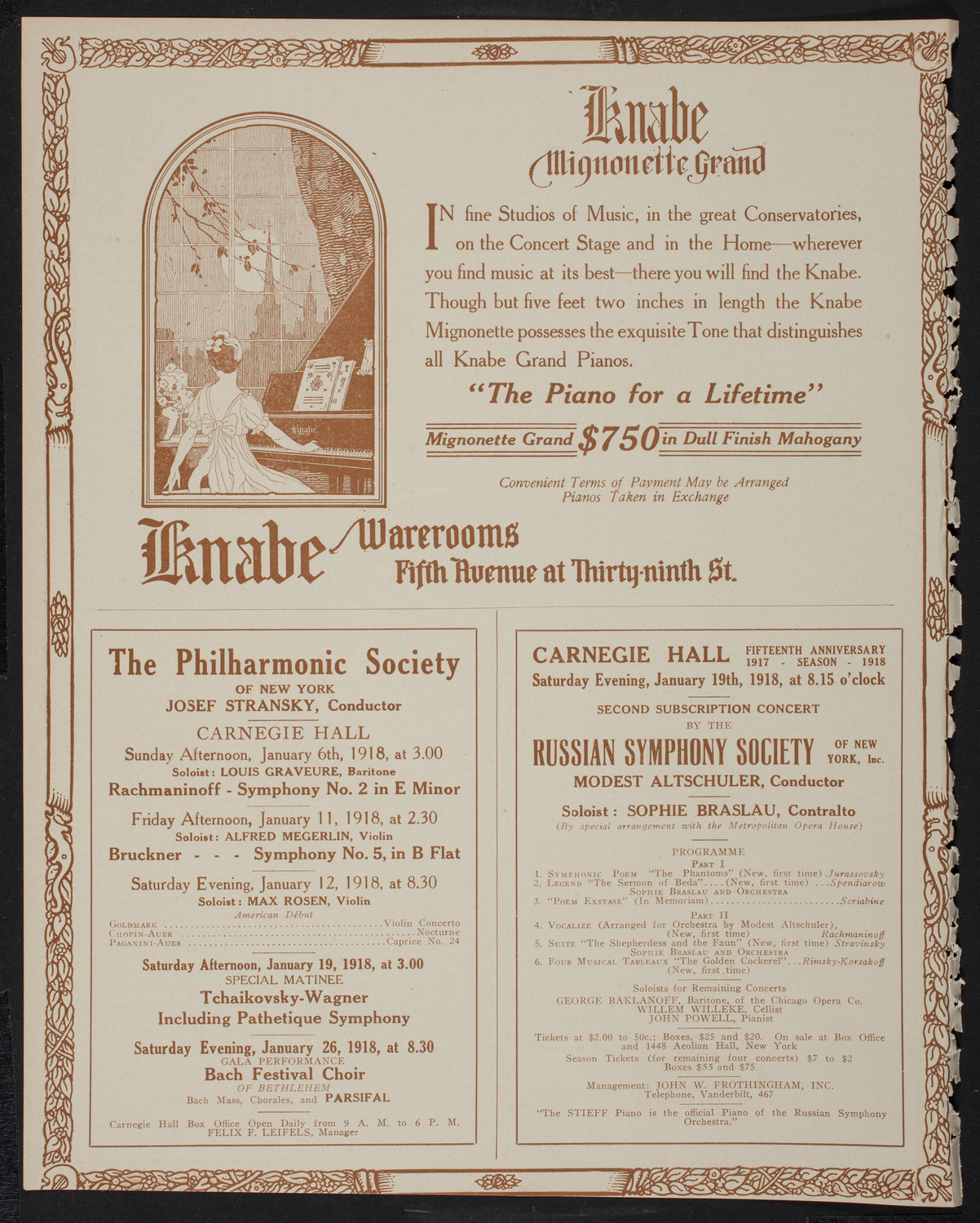 New York Symphony Orchestra, January 5, 1918, program page 12