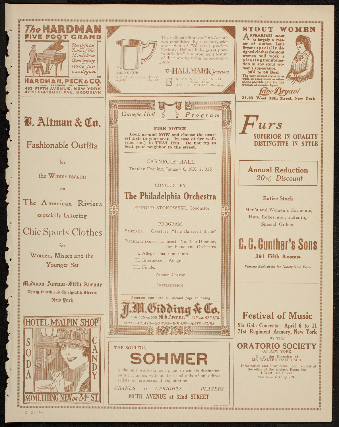 Philadelphia Orchestra, January 6, 1920, program page 5
