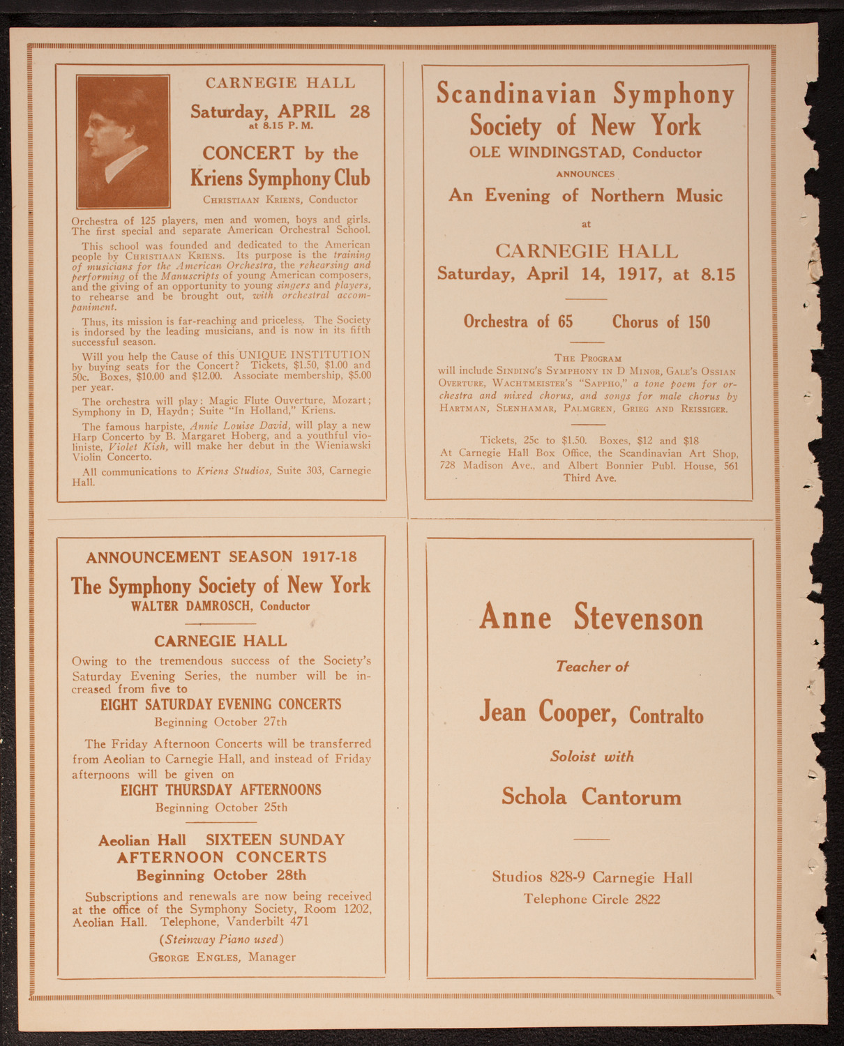 Oratorio Society of New York, April 5, 1917, program page 8