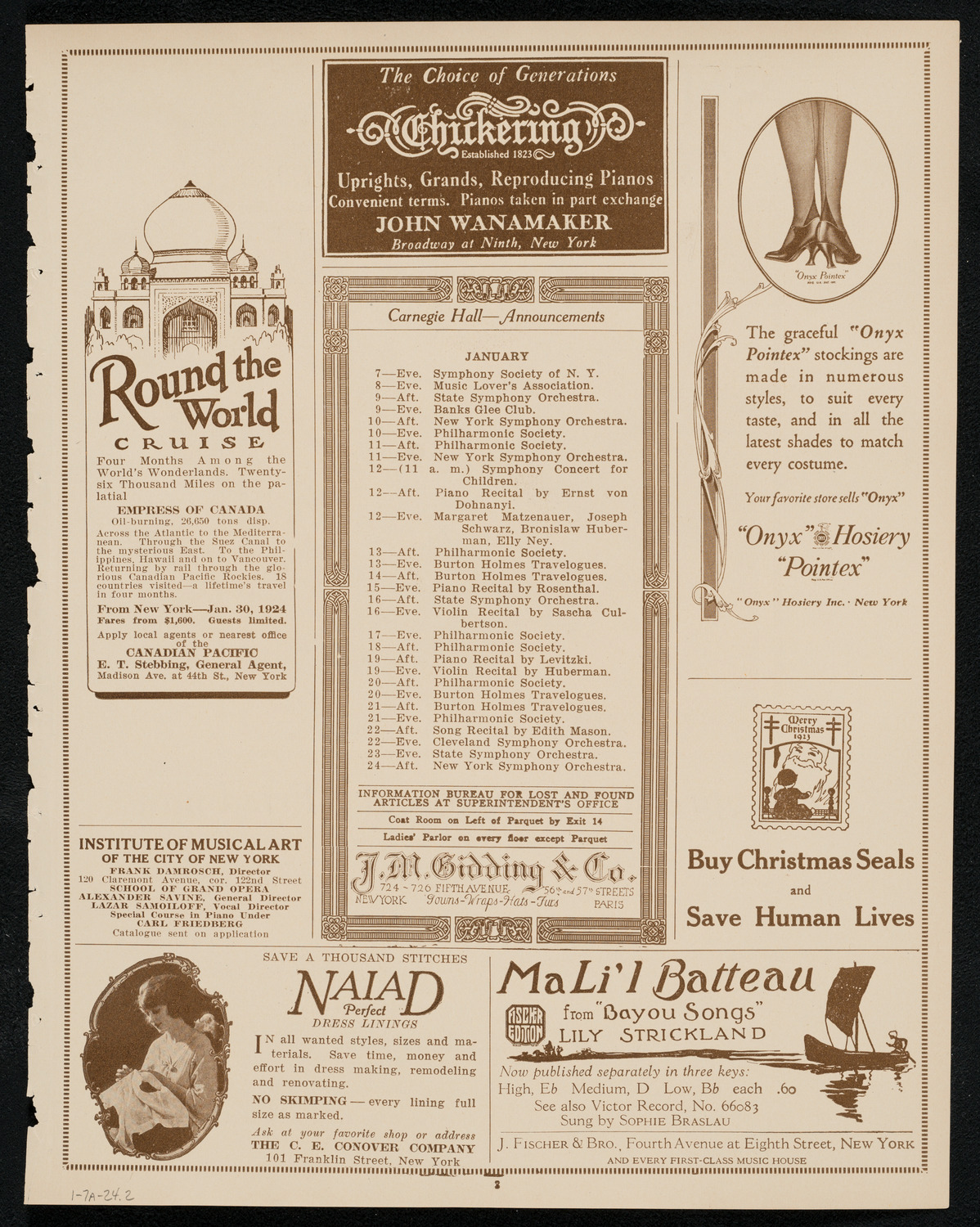 Burton Holmes Travelogue: Mediterranean Sky-Cruisings, January 7, 1924, program page 3