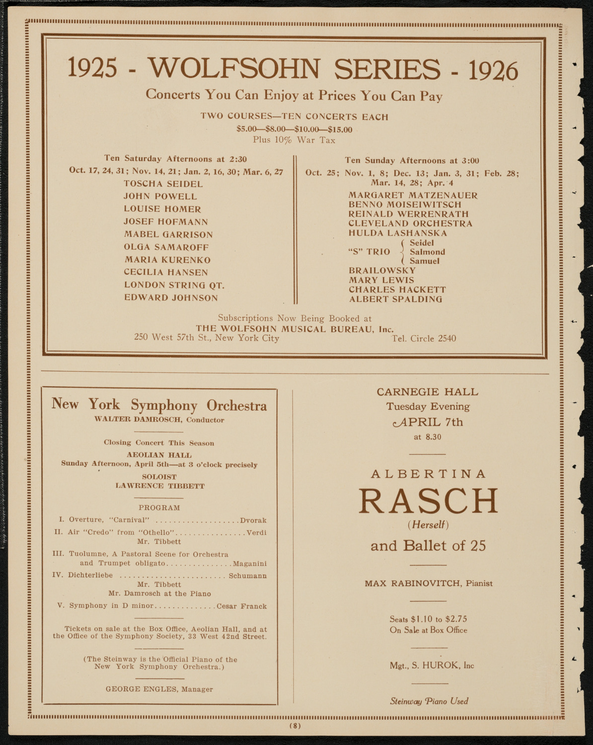 New York Philharmonic Students' Concert, April 1, 1925, program page 8