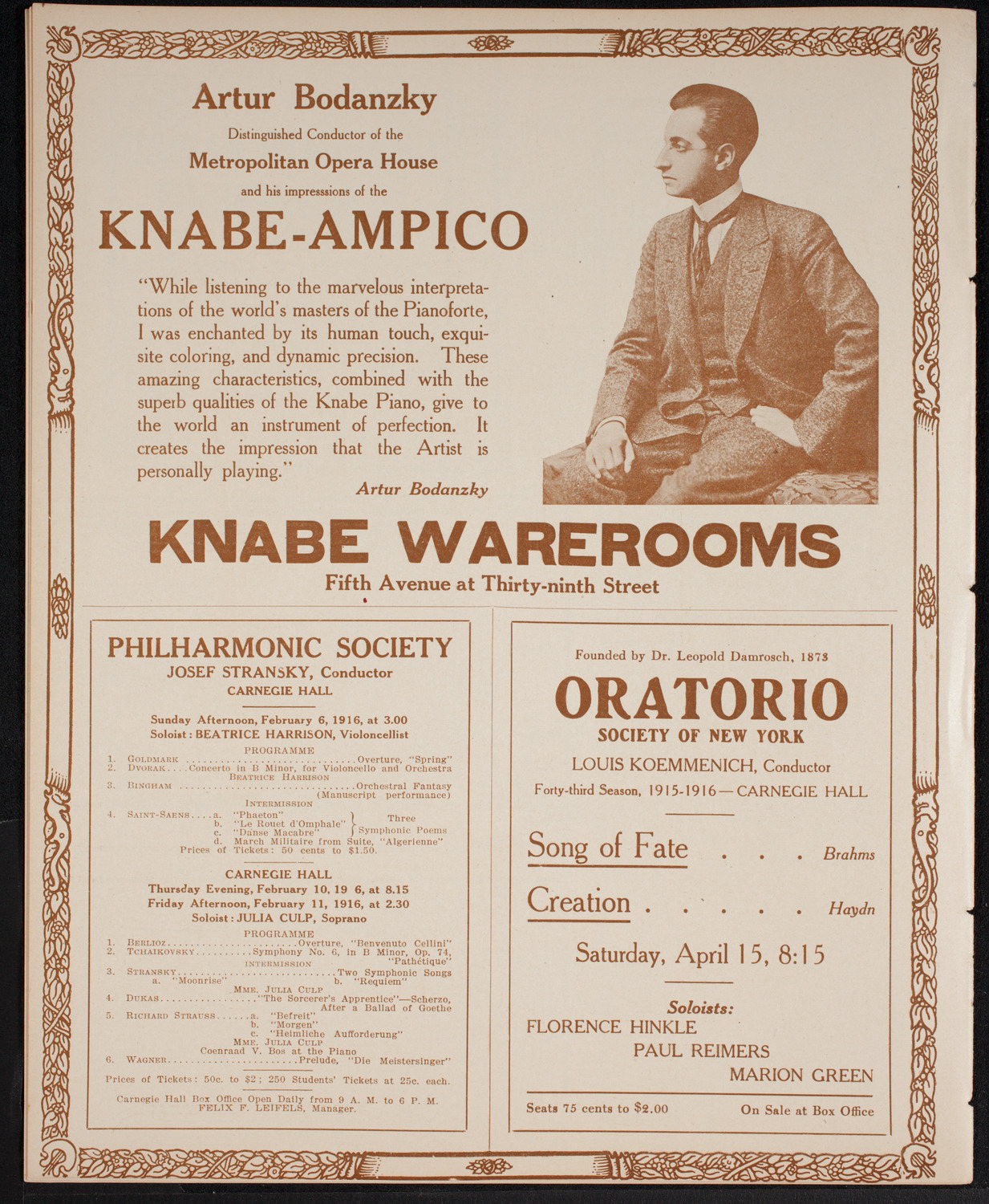 New York Philharmonic, February 5, 1916, program page 12