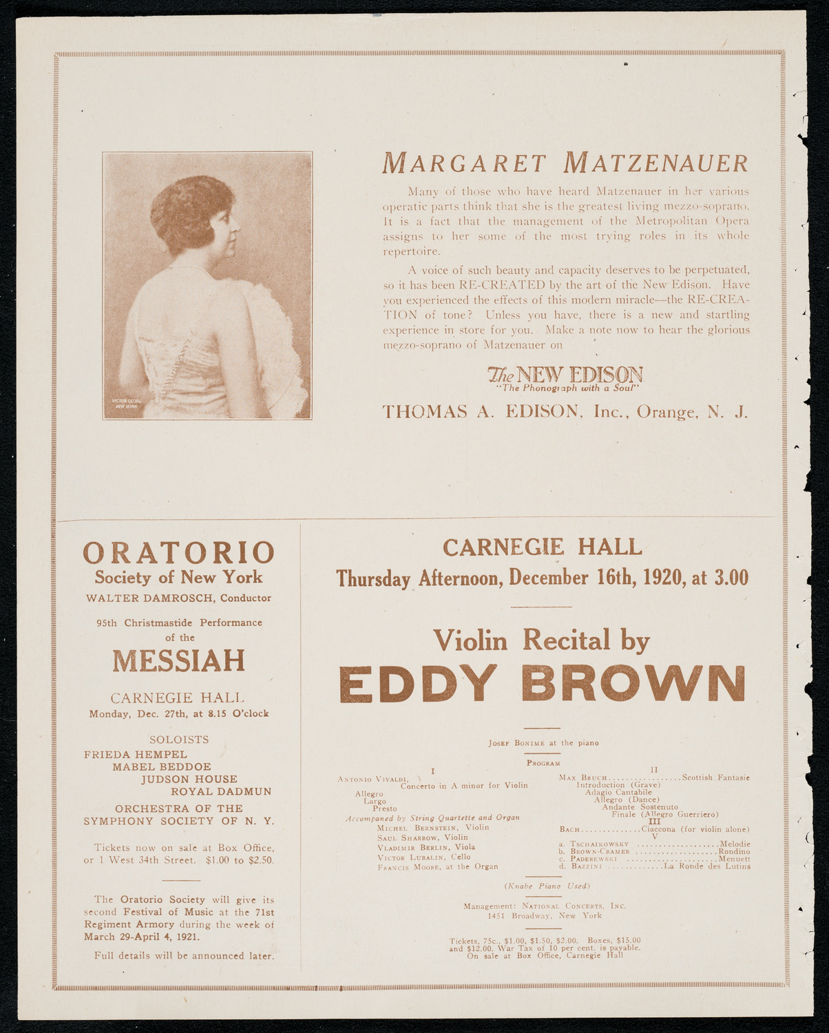 New York Philharmonic, December 10, 1920, program page 2