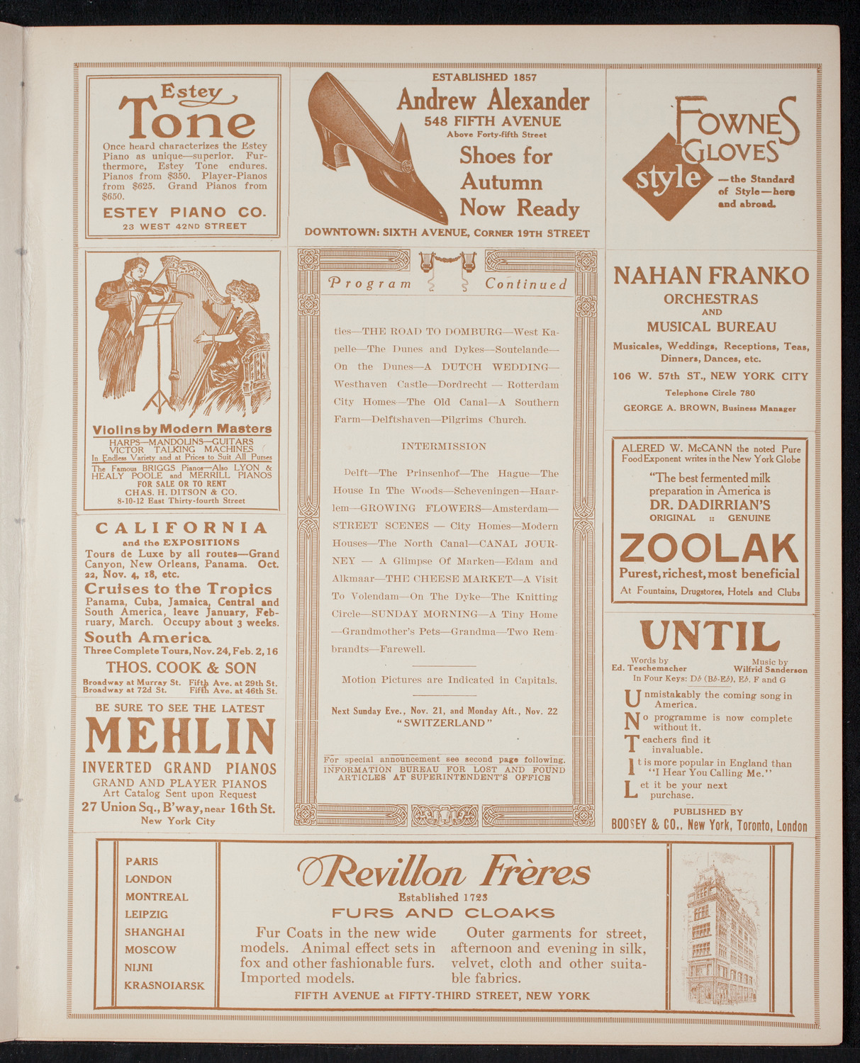 Elmendorf Lecture: Holland, November 14, 1915, program page 7