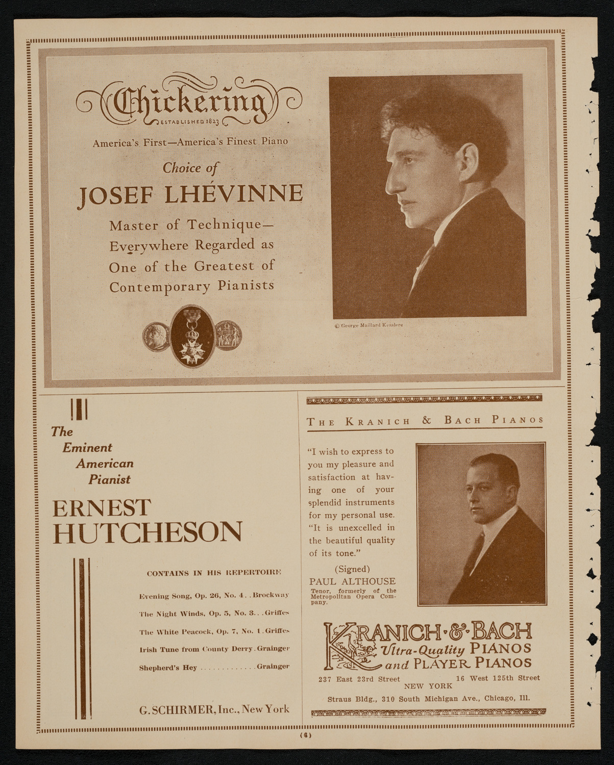 Sergei Rachmaninoff, Piano, November 29, 1925, program page 6