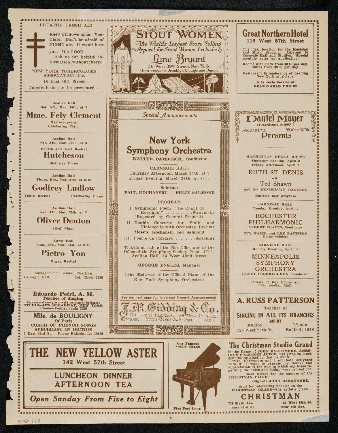 Boston Symphony Orchestra, March 15, 1924, program page 9