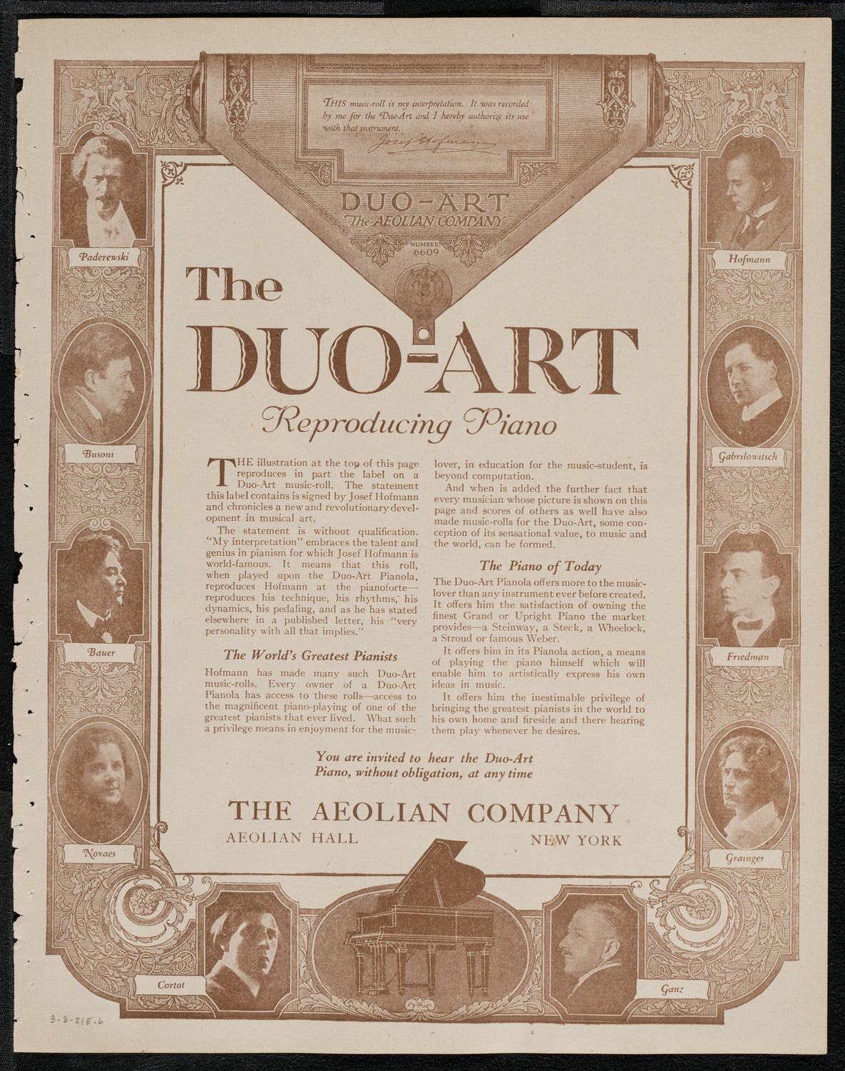 Philadelphia Orchestra, March 8, 1921, program page 11