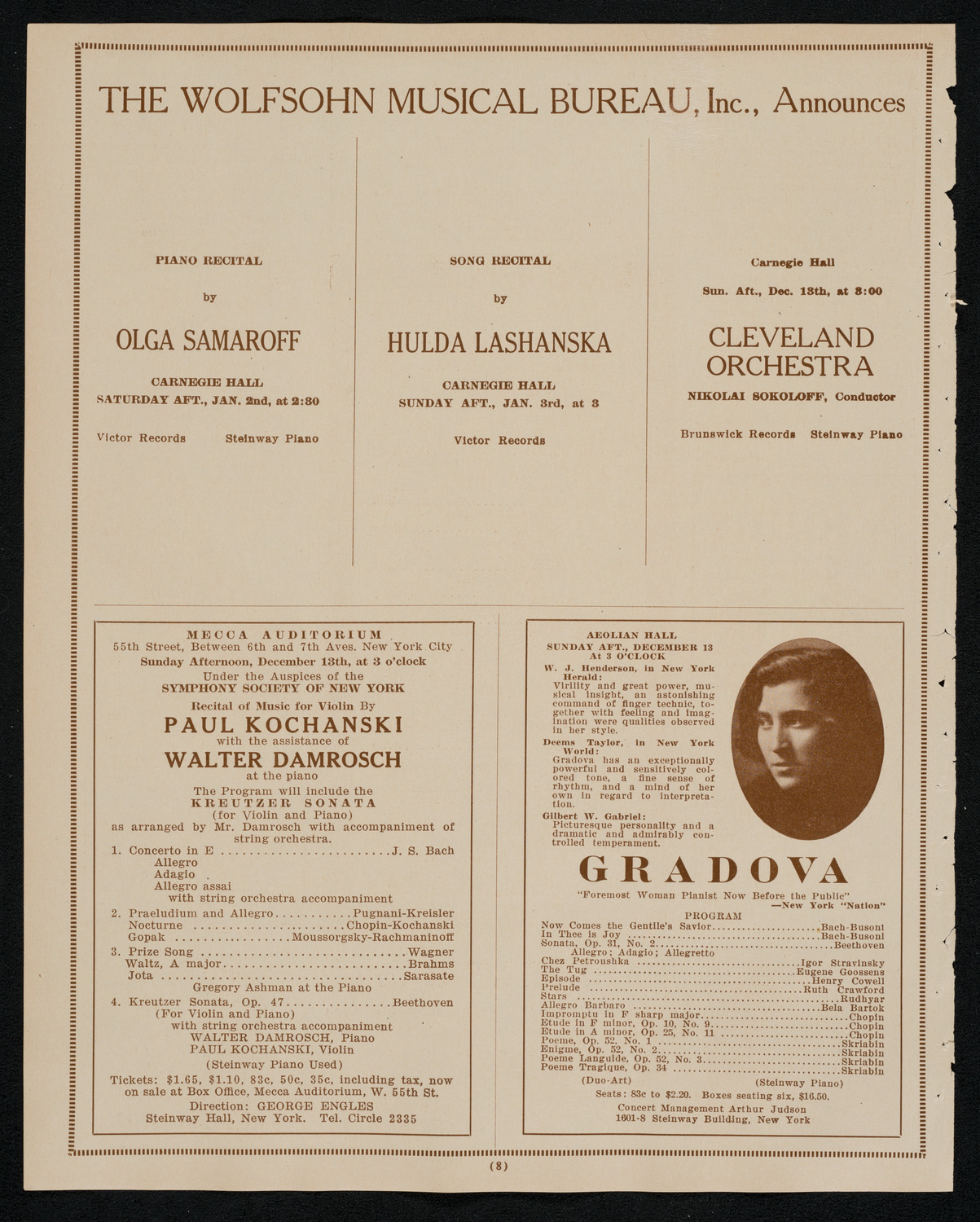 Anna Robénne, December 8, 1925, program page 8