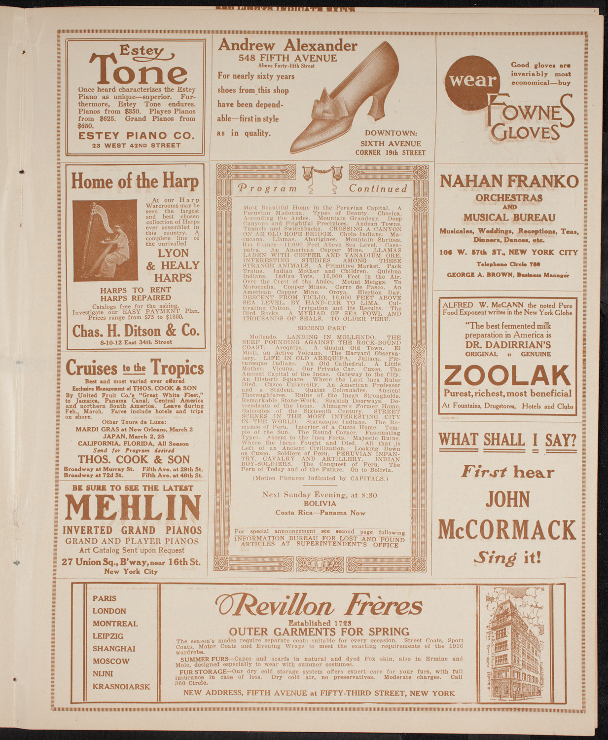 Newman Traveltalks: Peru, March 19, 1916, program page 7