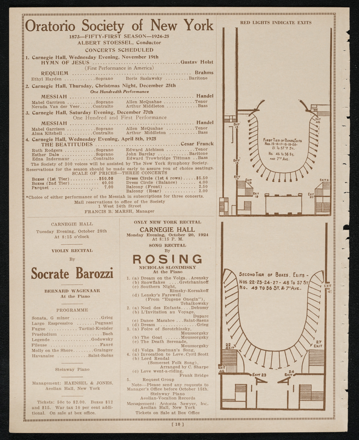 Carlos Sedano, Violin, October 19, 1924, program page 10