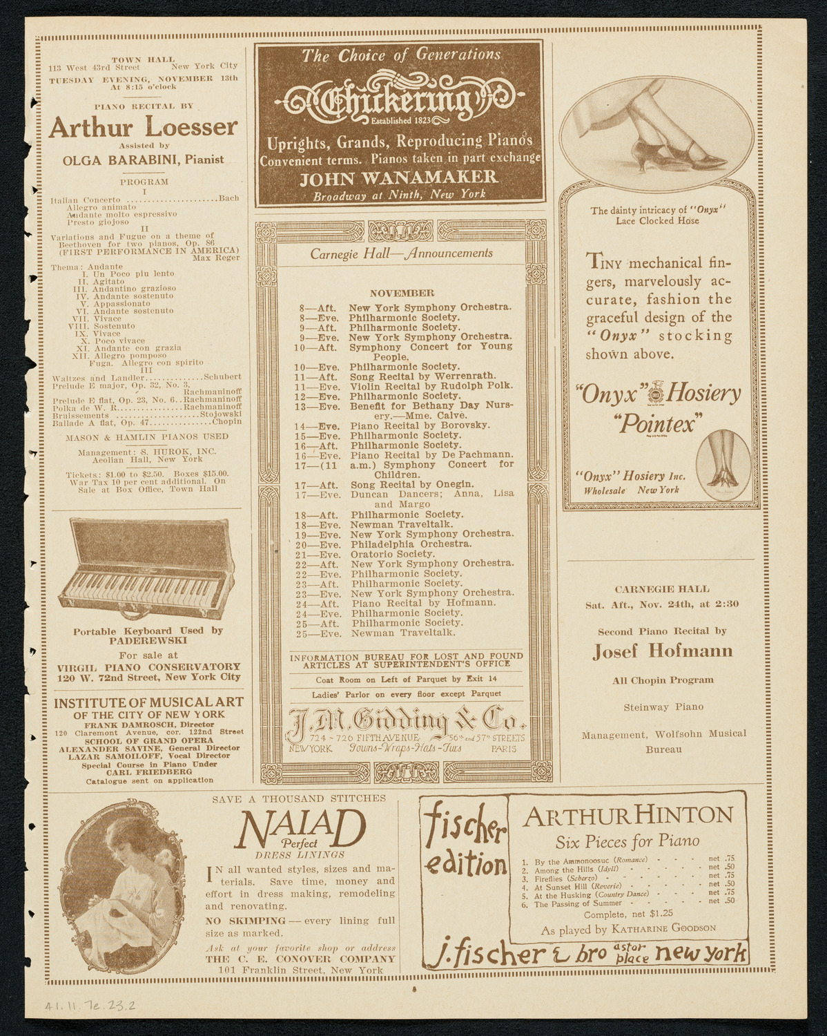 Ethel Leginska, Piano, November 7, 1923, program page 3