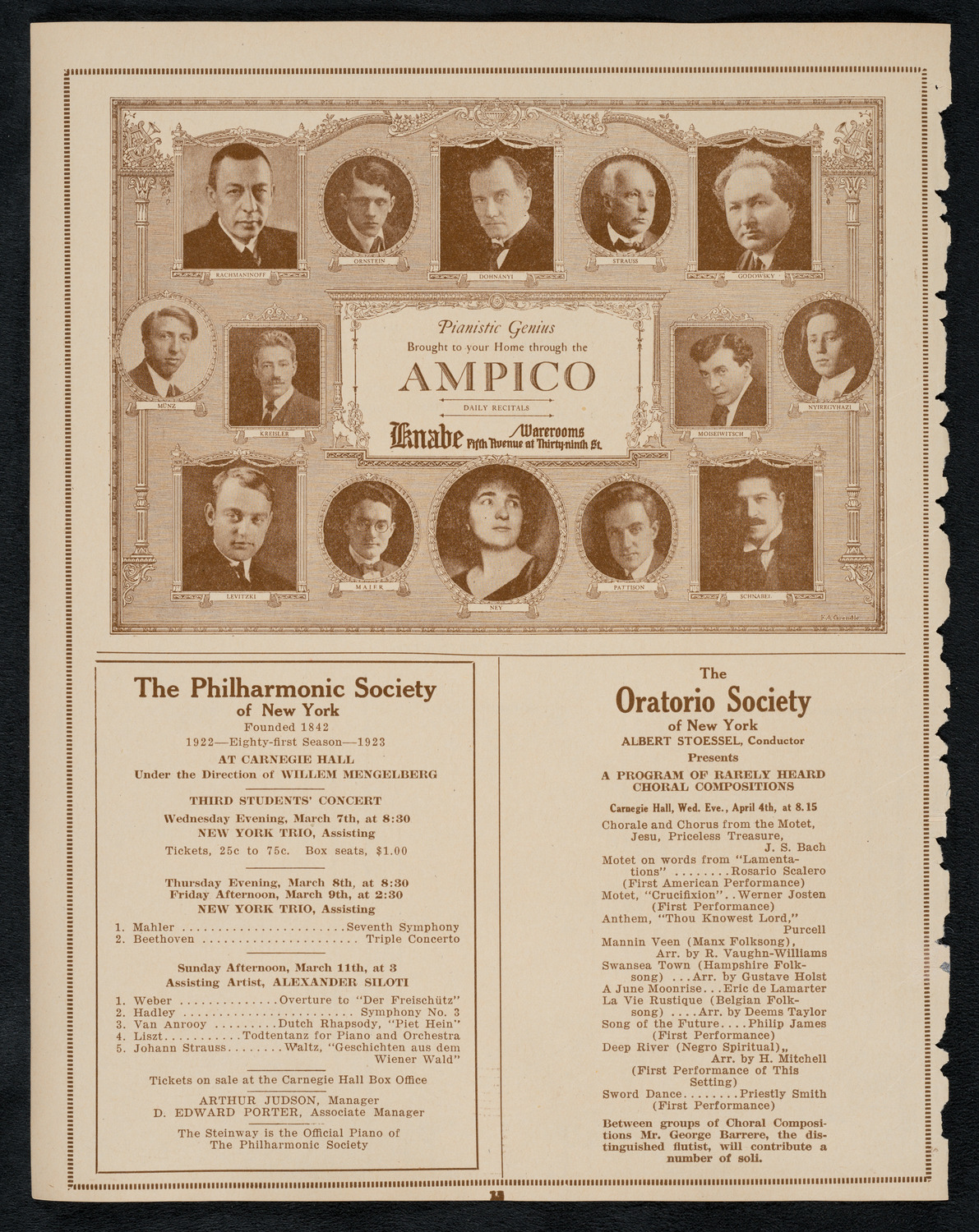 Ruth Posselt, Violin, March 6, 1923, program page 12