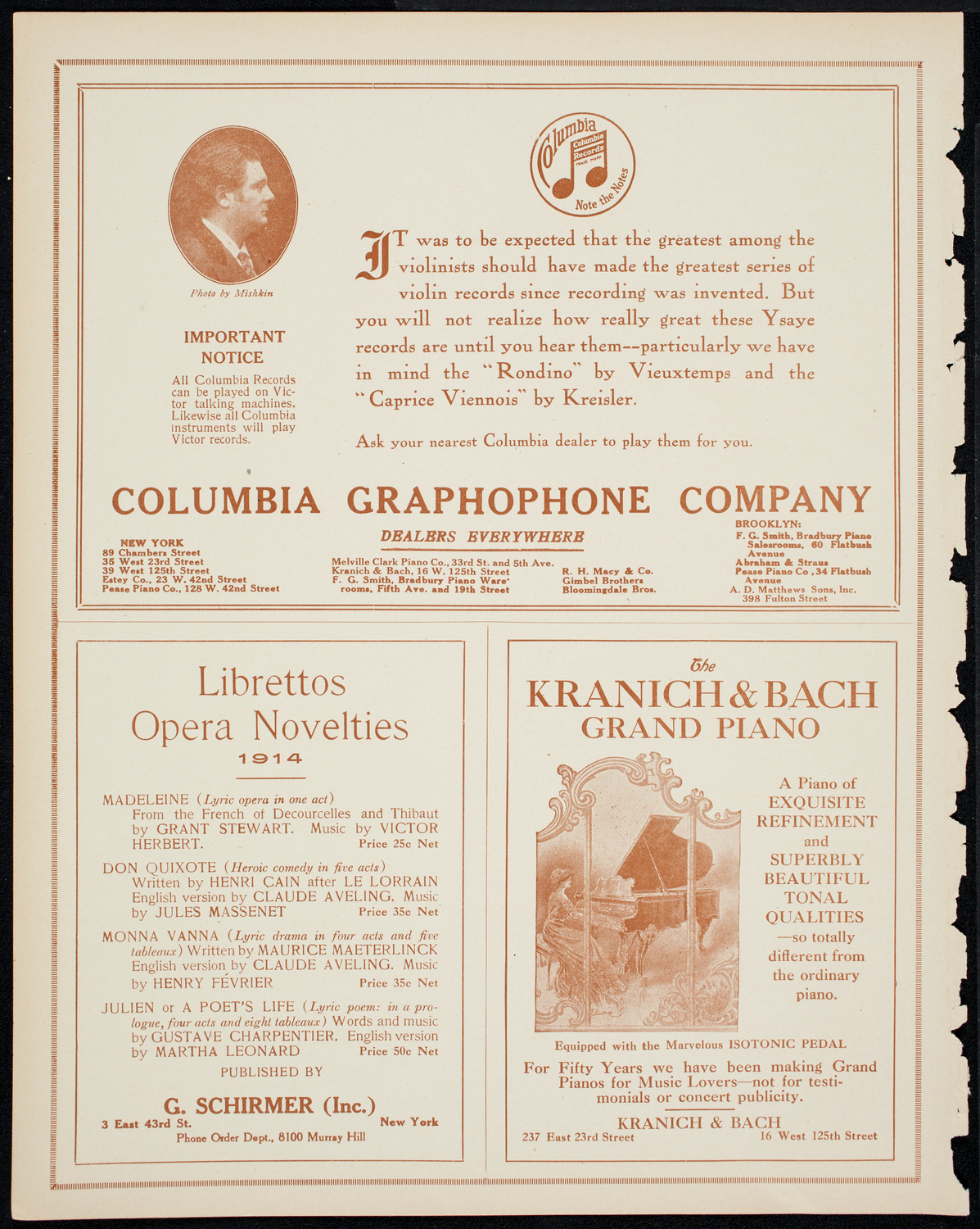 New York Philharmonic, March 13, 1914, program page 6