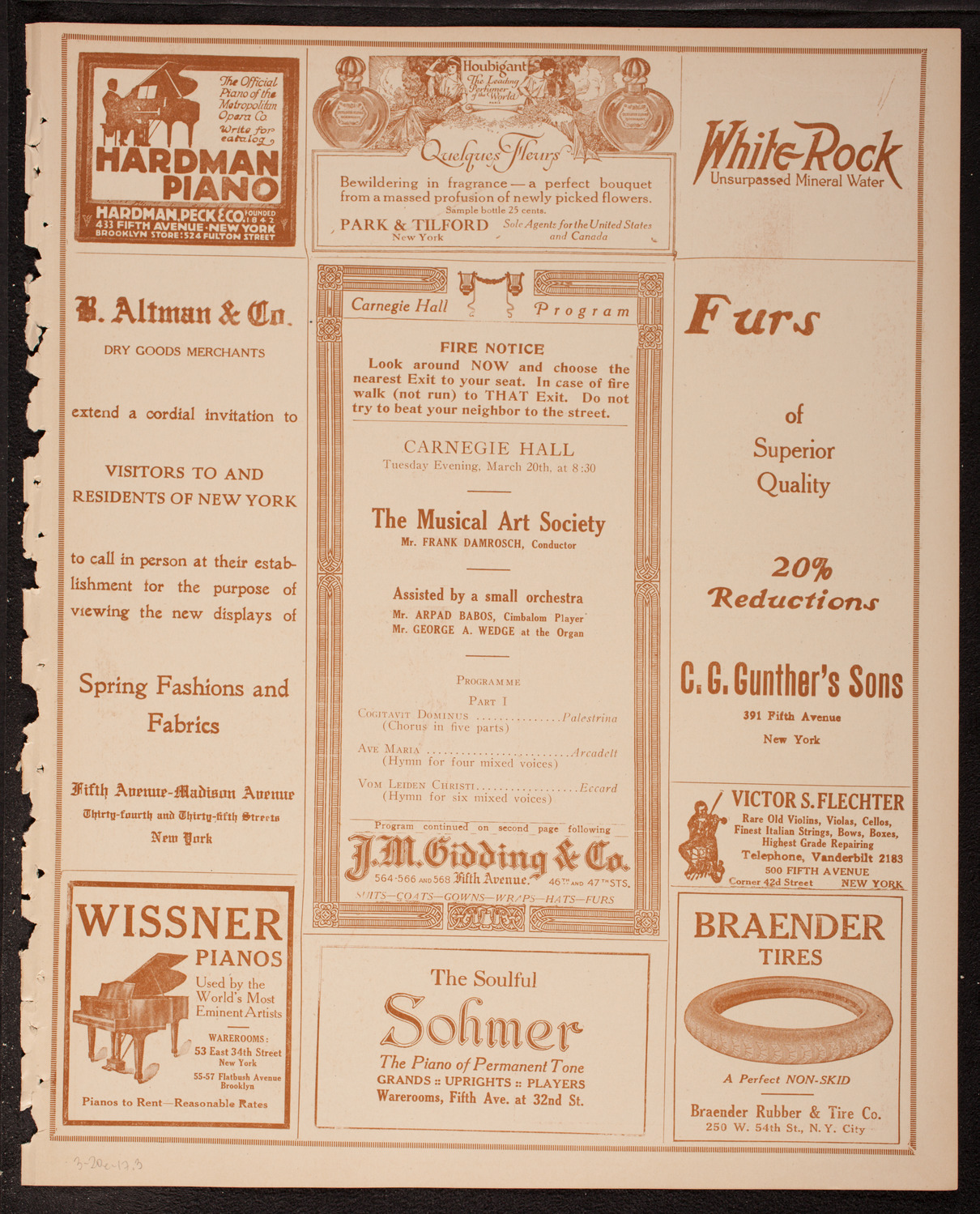 Musical Art Society of New York, March 20, 1917, program page 5