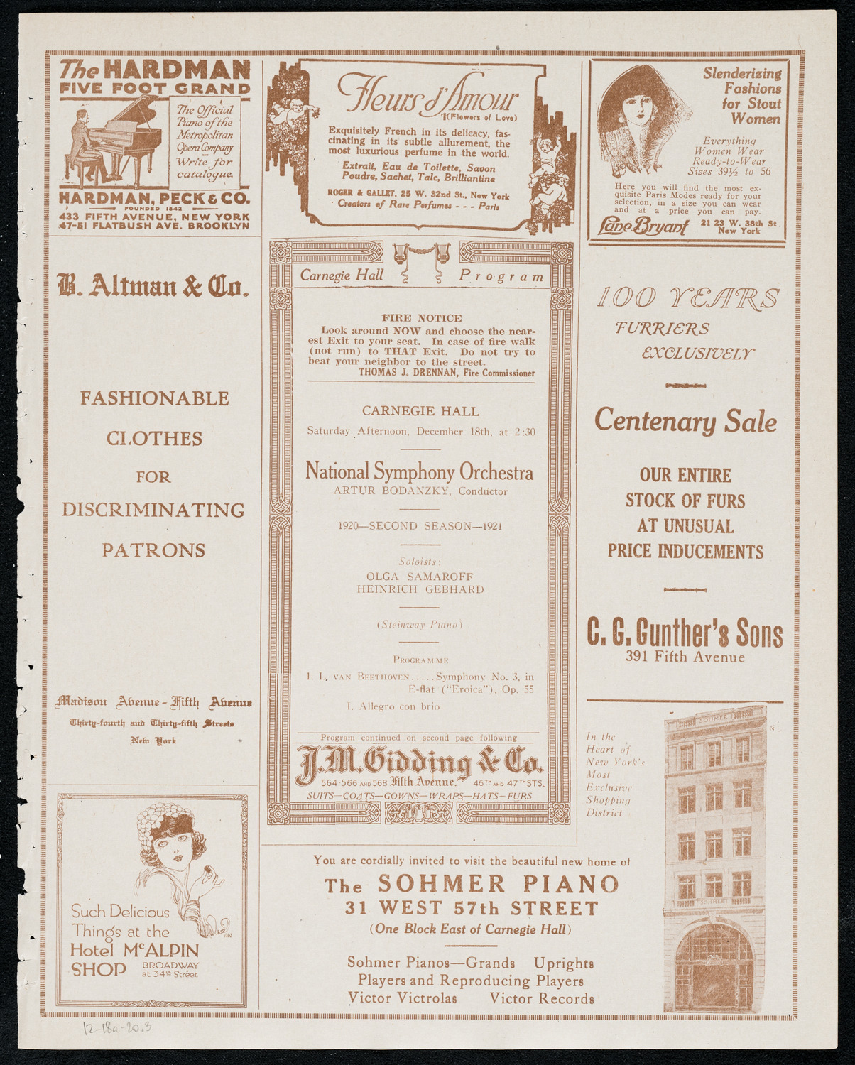 National Symphony Orchestra, December 18, 1920, program page 5