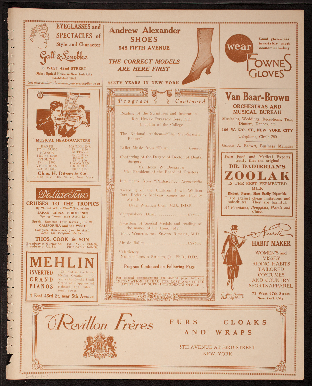 Graduation: College of Dental and Oral Surgery of New York, June 5, 1917, program page 7