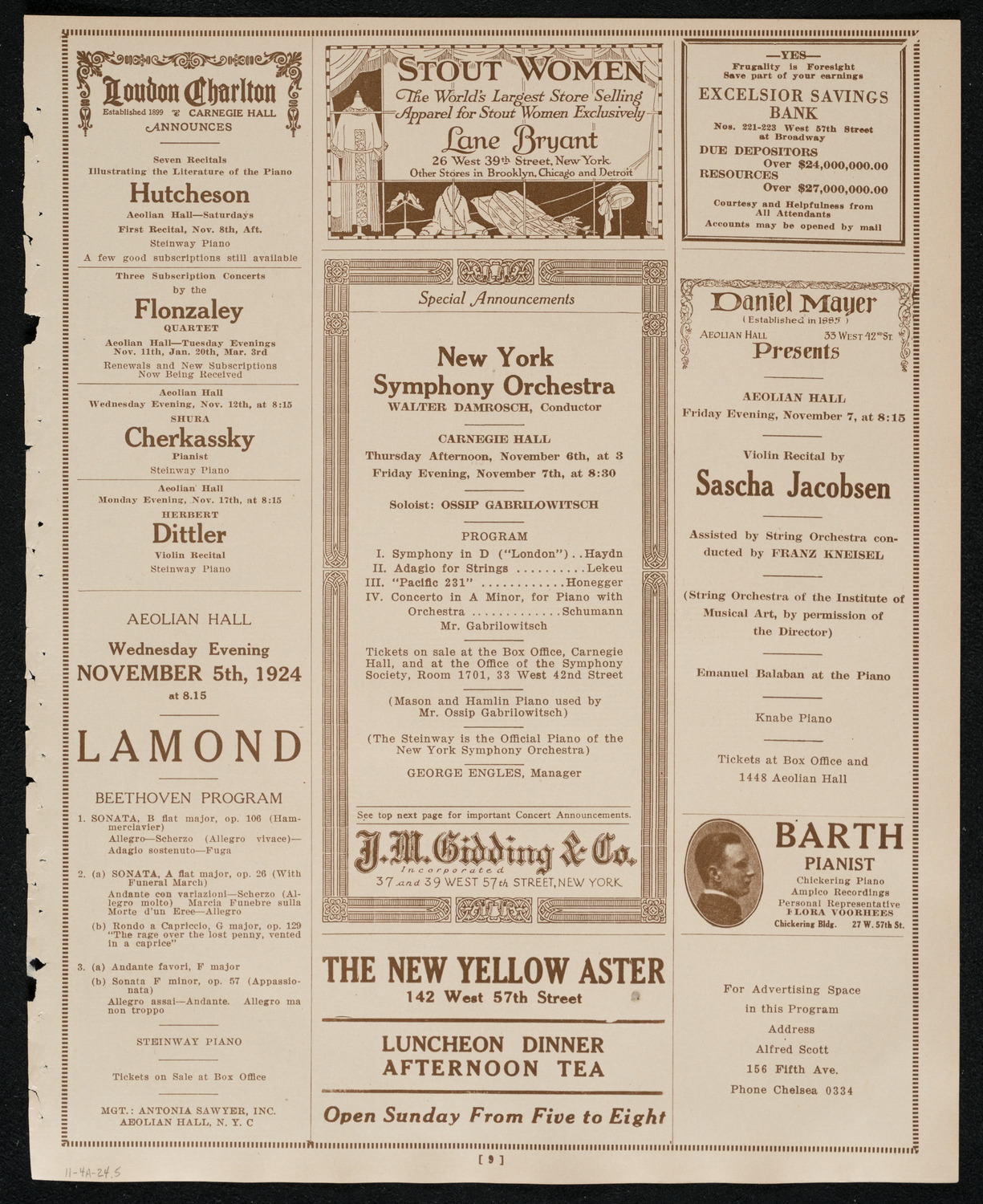 Zlatko Balokovic, Violin, November 4, 1924, program page 9