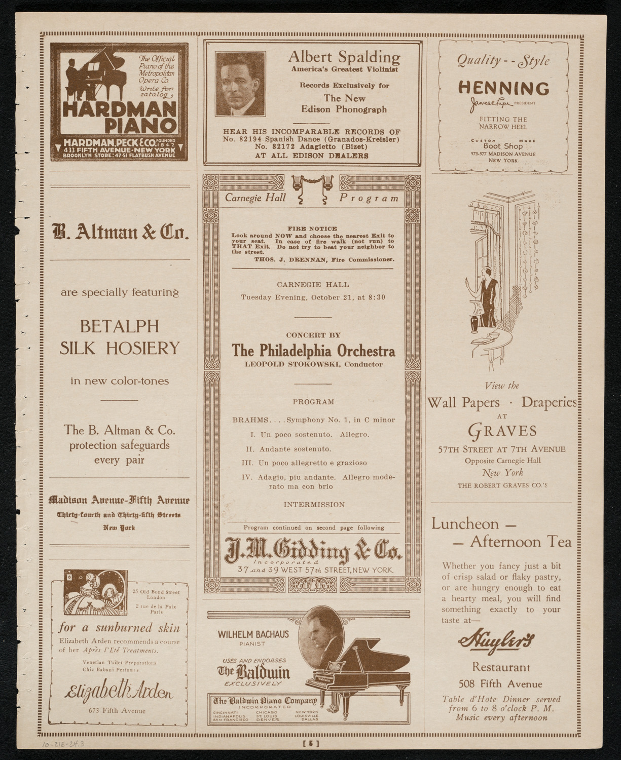 Philadelphia Orchestra, October 21, 1924, program page 5