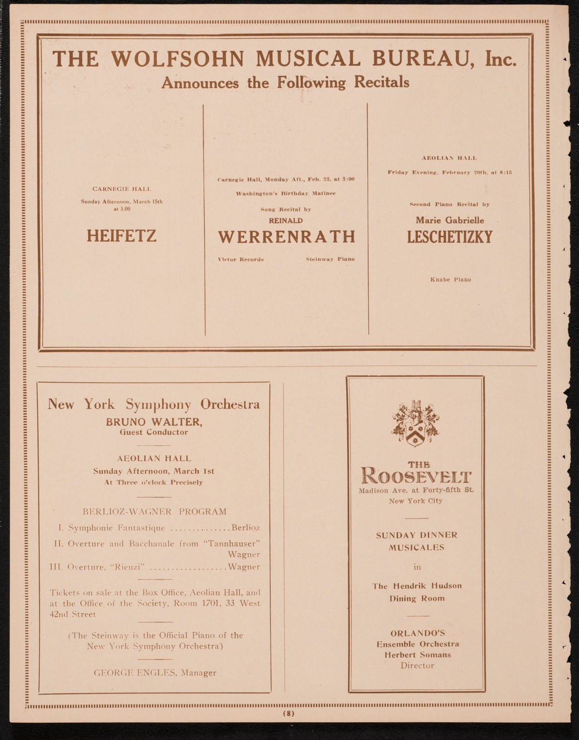 Burton Holmes Travelogue: Rome, February 16, 1925, program page 8