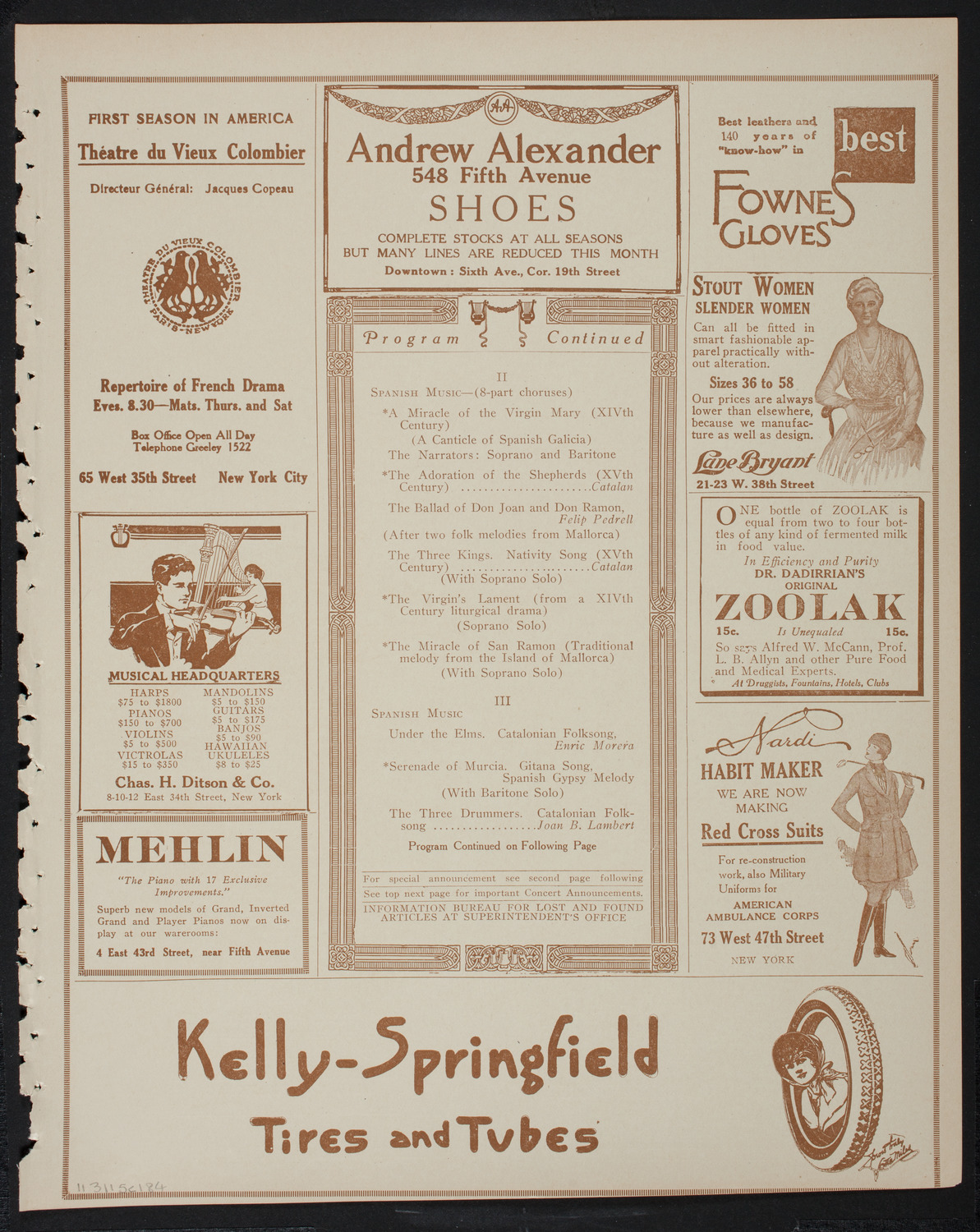 Schola Cantorum of New York, January 15, 1918, program page 7