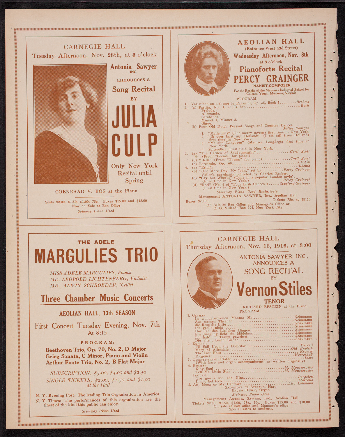 Boston Symphony Orchestra, November 4, 1916, program page 10