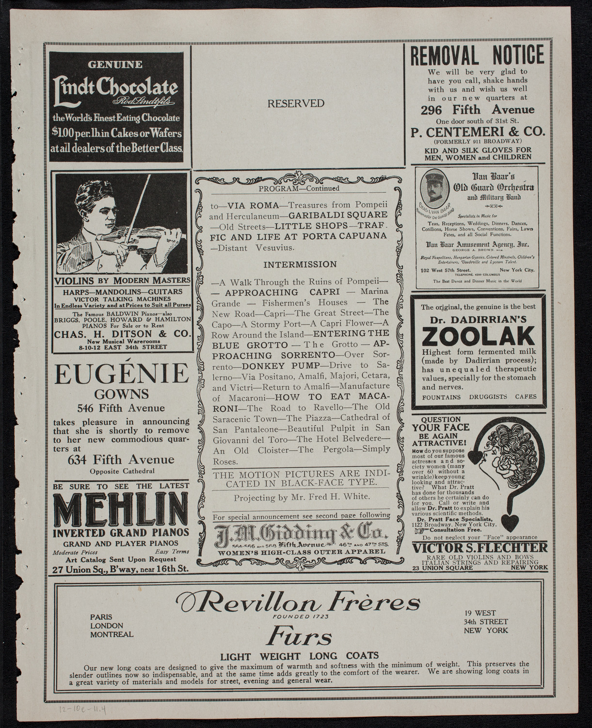 Elmendorf Lecture: Naples and Environs, December 10, 1911, program page 7