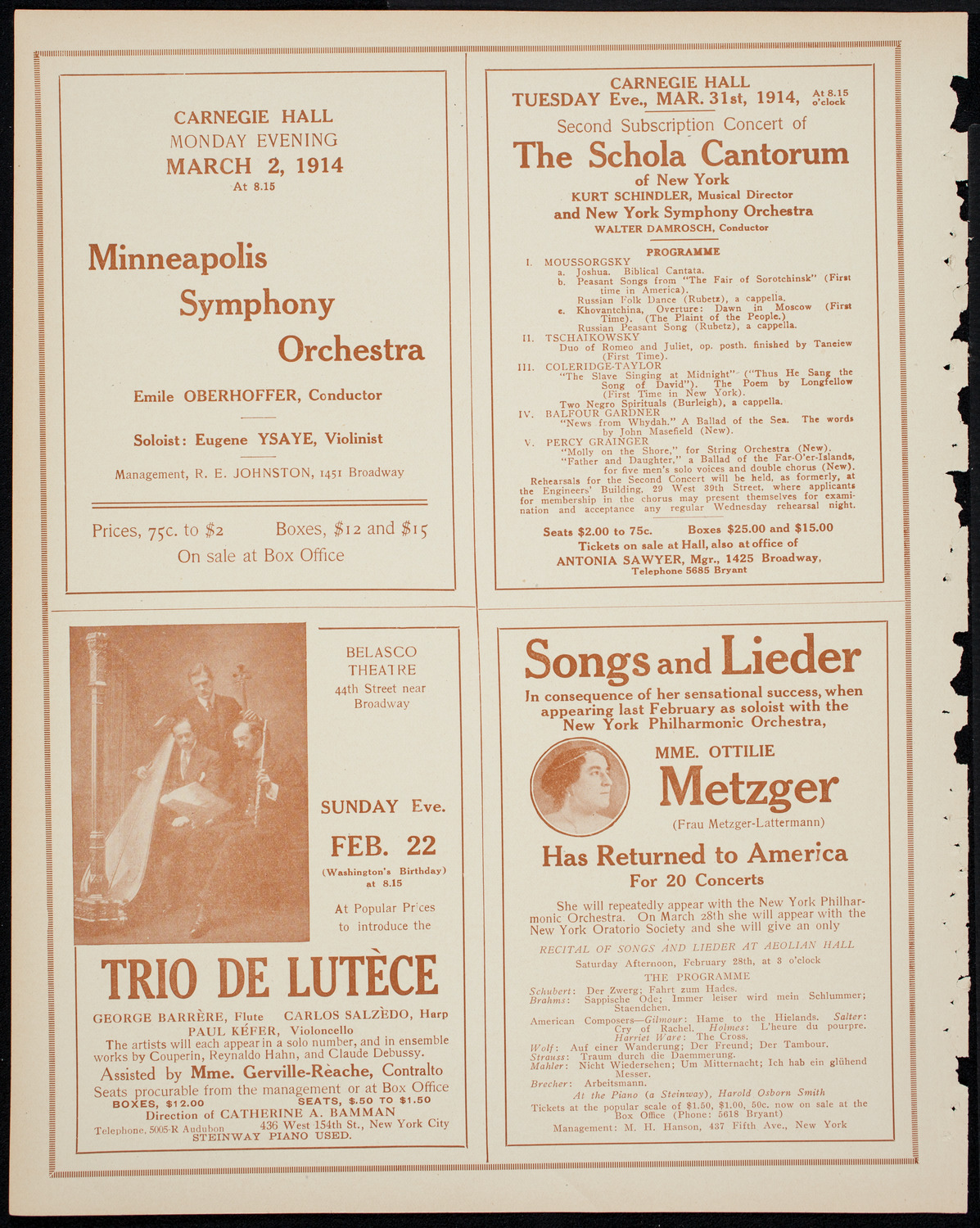 Boston Symphony Orchestra, February 21, 1914, program page 10