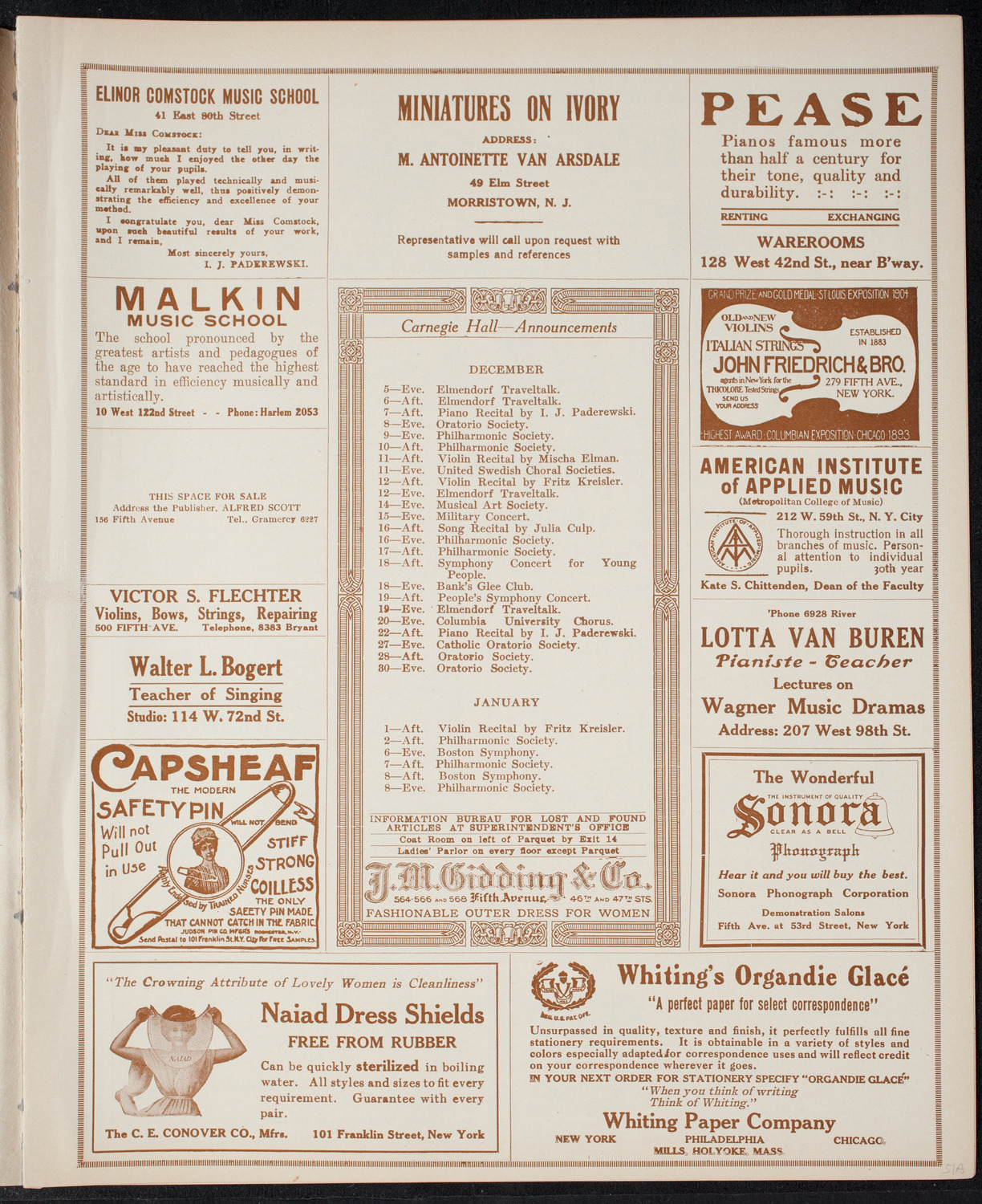 New York Philharmonic, December 5, 1915, program page 3