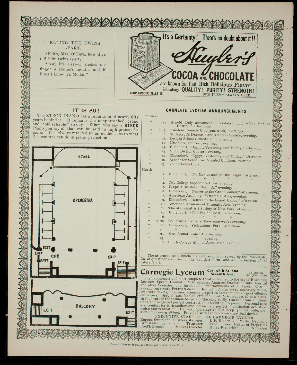 Amateur Comedy Club, February 12, 1904, program page 4