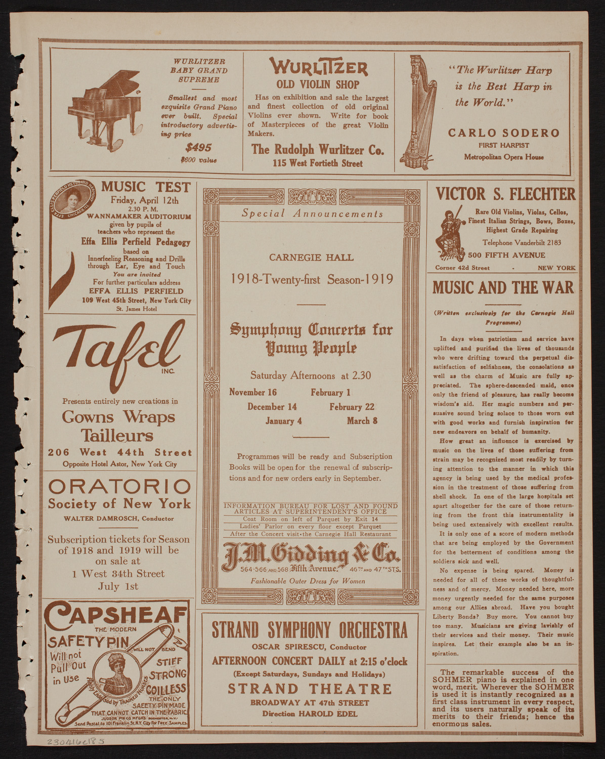 Meeting: The Humanitarian Cult, April 16, 1918, program page 9