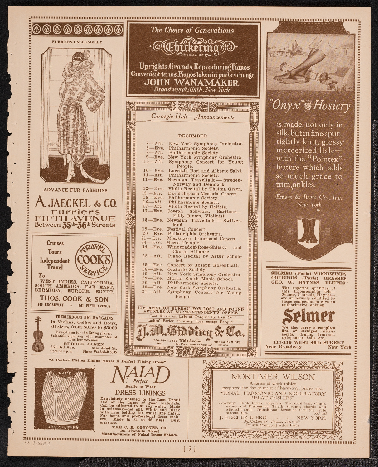 Elly Ney, Piano, December 7, 1921, program page 3