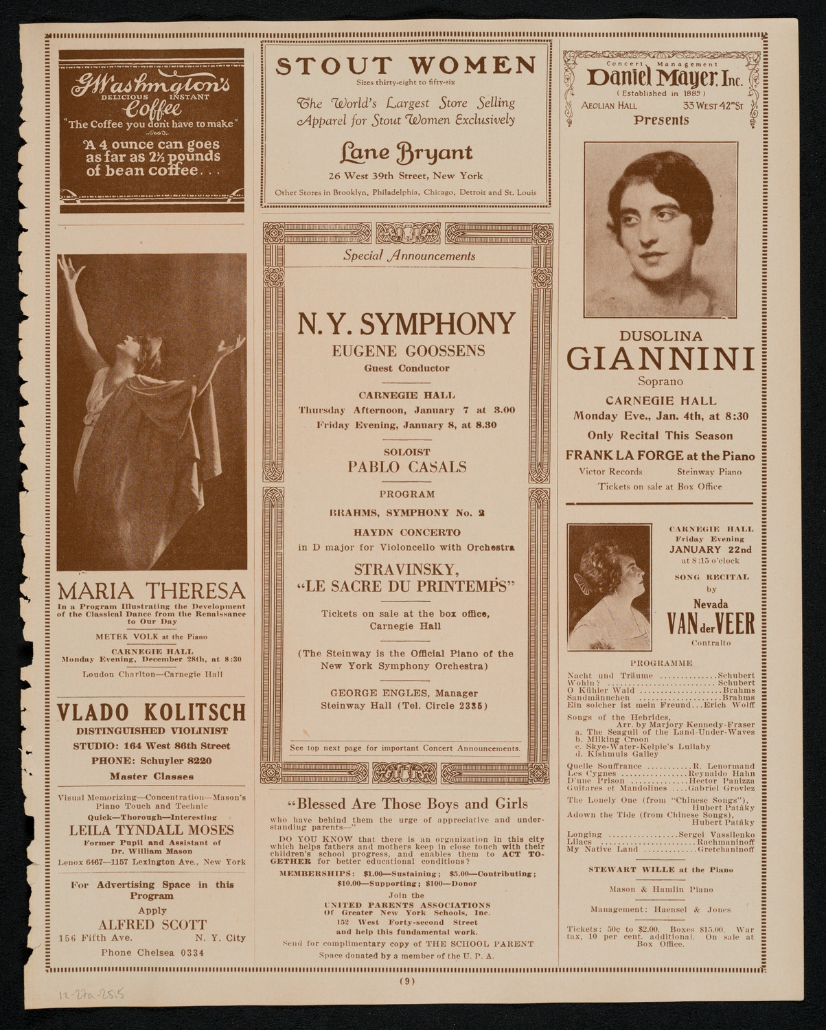 New York Philharmonic, December 27, 1925, program page 9